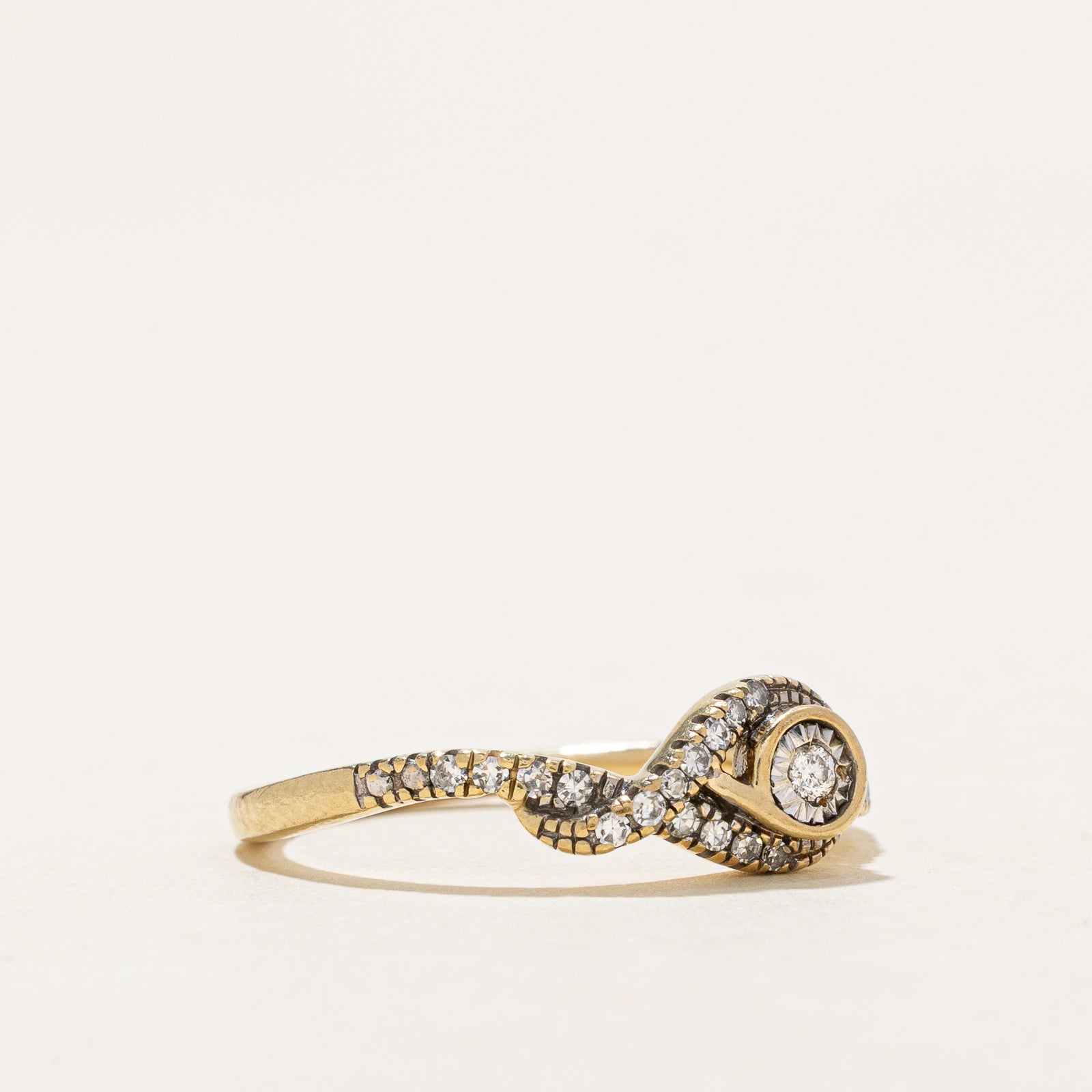 0.12ctw Illusion Set Diamond Cross Over Ring - Size 6.25 | Elegant Stackable Ring for Women | Perfect for Weddings, Anniversaries & Everyday Wear