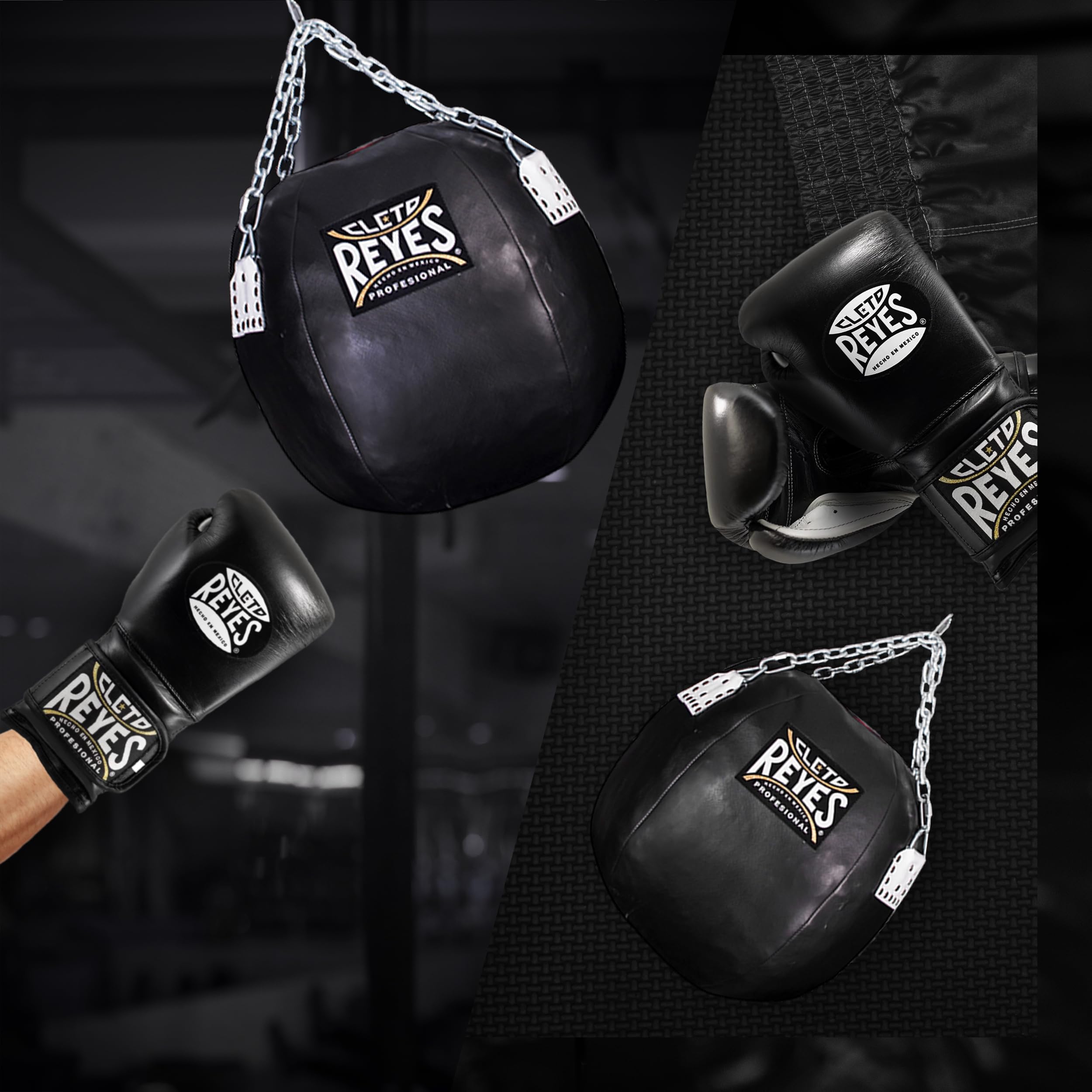 Cleto Reyes Heavy Punching Bag for Boxing Training - Professional MMA, Kickboxing & Muay Thai Equipment - Durable Vinyl Leather Construction (Black) - Perfect for Home Gyms & Martial Arts Studios
