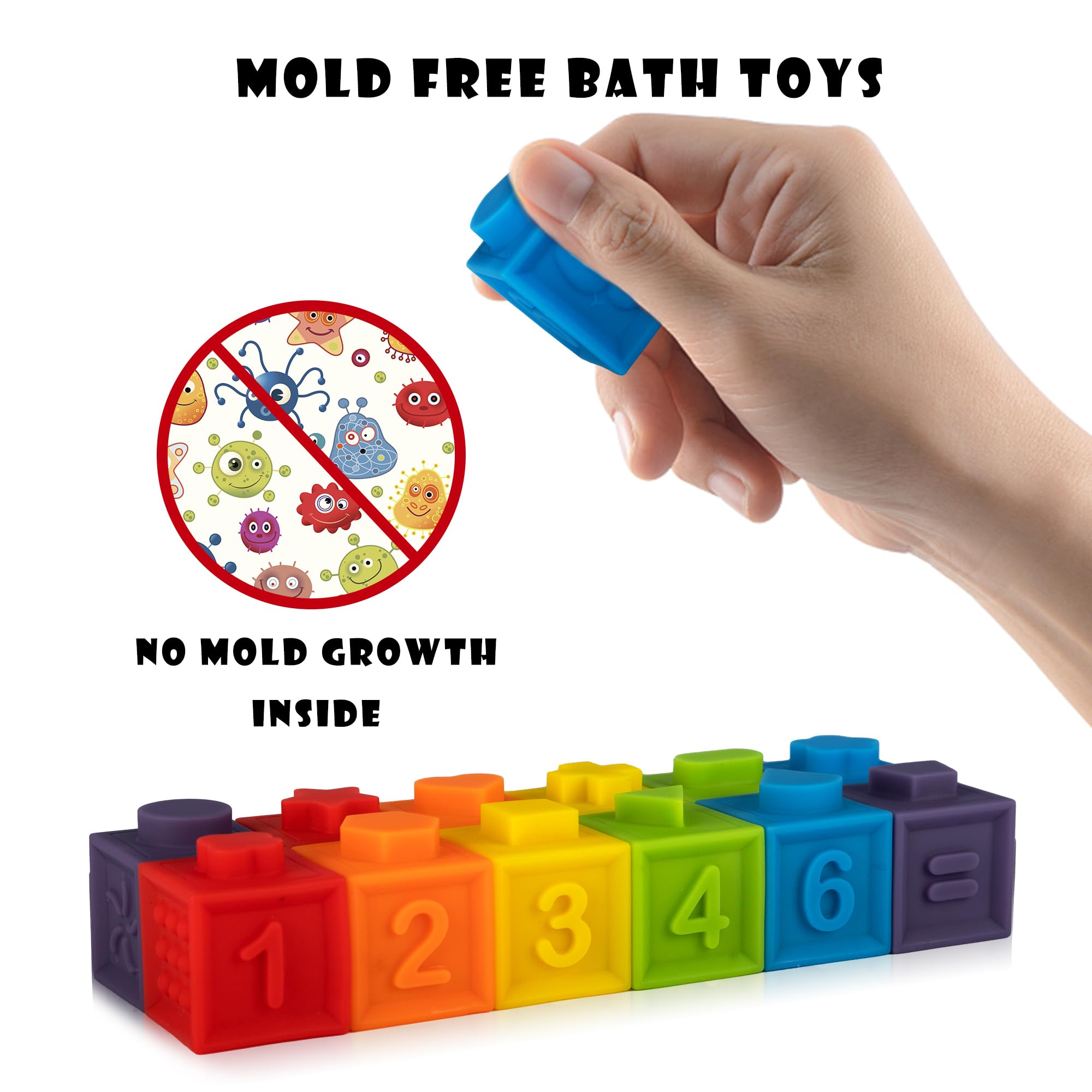 Ganowo 12PCS Soft Stacking Blocks for Babies - Educational Baby Toys with Numbers & Animals, Montessori Learning Toys for 6-12 Months Old - Perfect for Christmas Stocking Stuffers & Toddler Gifts (Great for Early Development & Sensory Play)