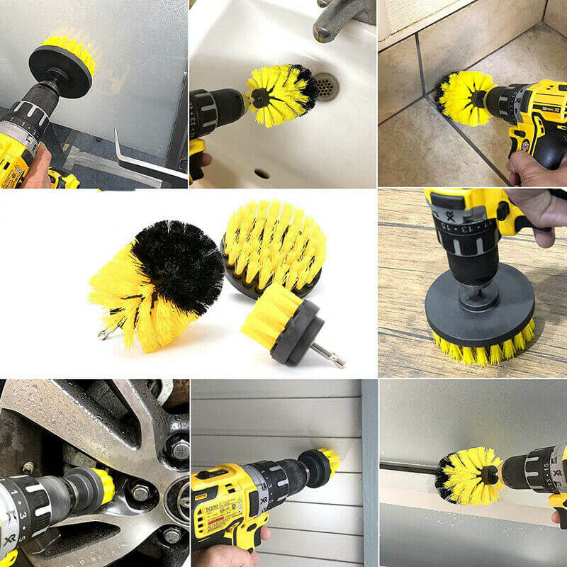Multi-Surface Power Scrubber Cleaning Kit (3-Piece Set) - Electric Cleaning Brush for Bathroom, Kitchen, Tile, Grout & Car Detailing - Rechargeable Deep Cleaning Tools with 3 Brush Heads