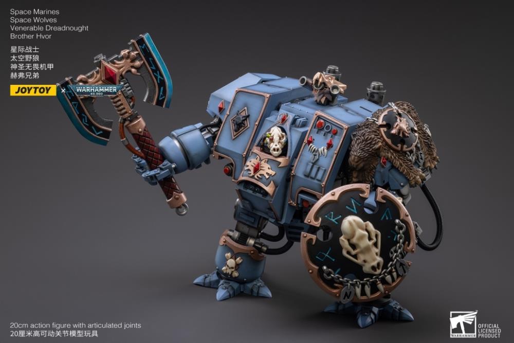 JOYTOY 1/18 Scale Warhammer 40K Space Wolves Venerable Dreadnought Brother Hvor Action Figure - Collectible Model for Warhammer Fans & Tabletop Gaming Enthusiasts