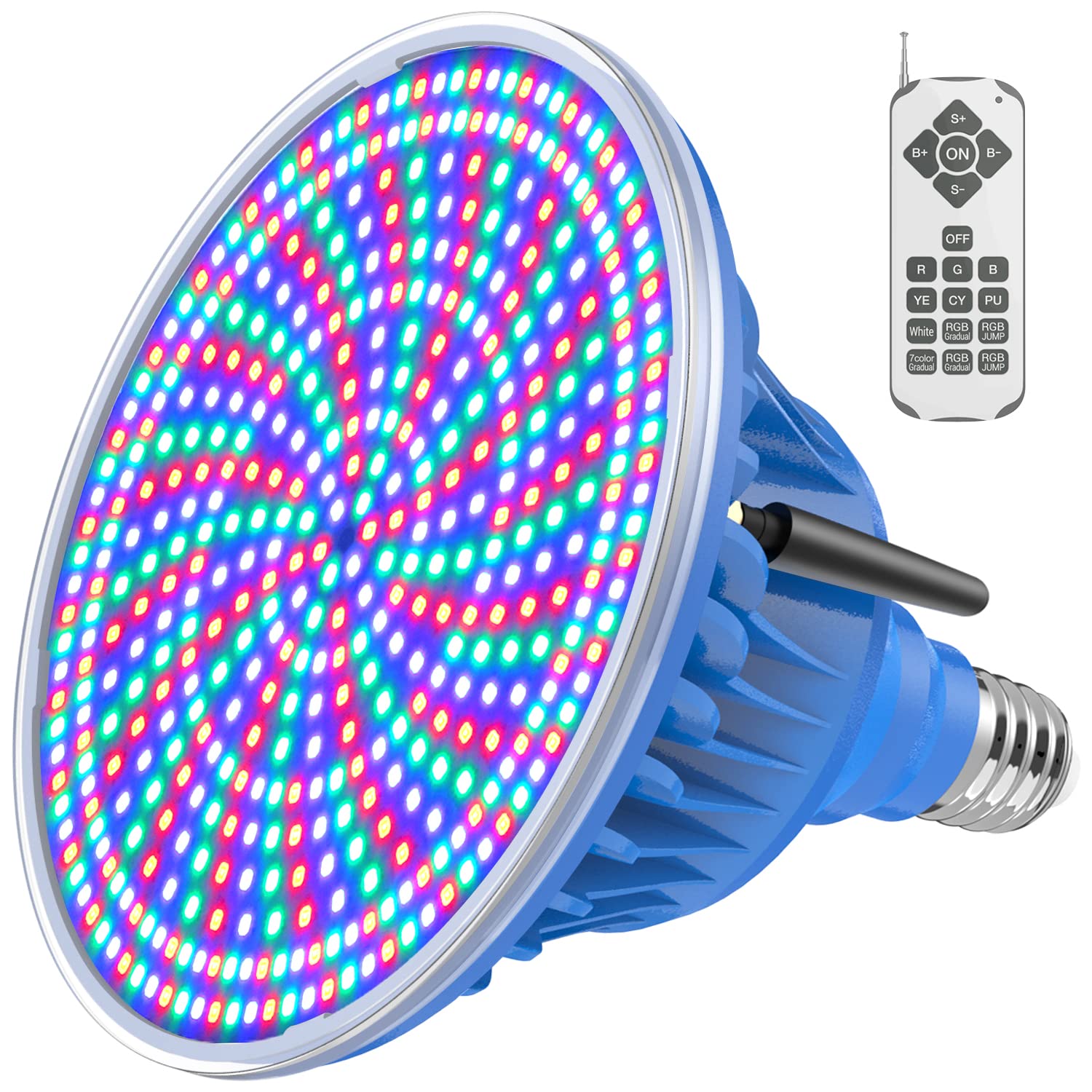 MORSEN 55W RGB Color Changing LED Pool Light - Waterproof 120V E26/E27 Bulb for Inground Pools, Compatible with Pentair & Hayward Fixtures, Remote Control Included - Perfect for Backyard Pool Lighting, Night Swimming & Landscape Illumination