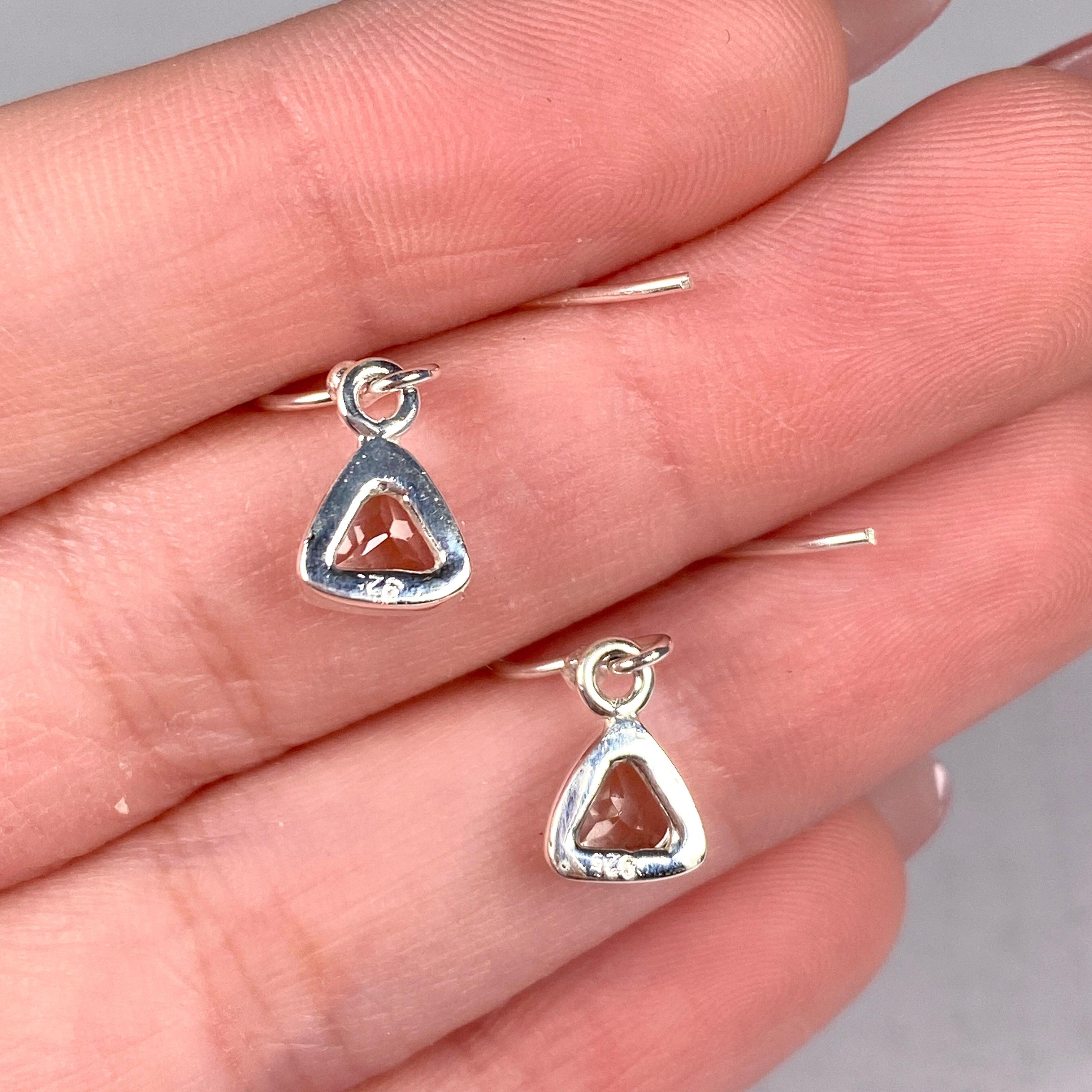 Prasiolite Petite Triangular Faceted Earrings R2363 PRT - Elegant Green Gemstone Jewelry for Women, Perfect for Parties & Special Occasions