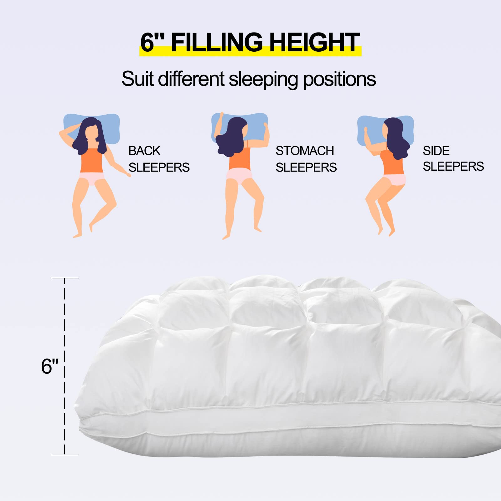 YOUR MOON Queen Size Soft Pillows for Sleeping - Down Alternative Bed Pillows with Gel Cooling Technology, Luxury Hotel Quality for Side Sleepers (White) | Perfect for Back Pain Relief & Comfortable Night's Sleep