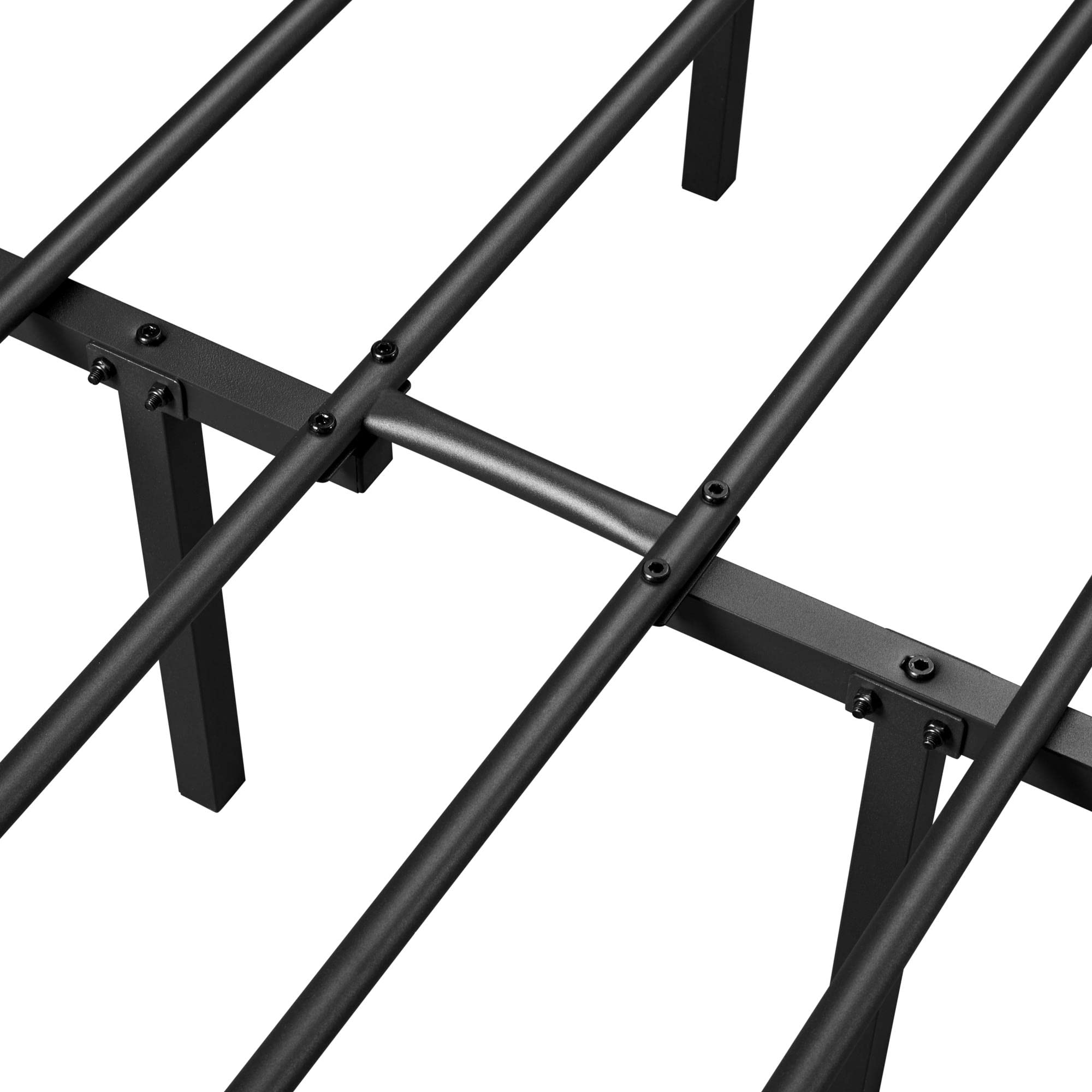 Topeakmart King Size Victorian Style Metal Bed Frame with Headboard - No Box Spring Needed, Sturdy Slat Support & Under Bed Storage - Perfect for Master Bedrooms, Guest Rooms & Small Spaces (Black)