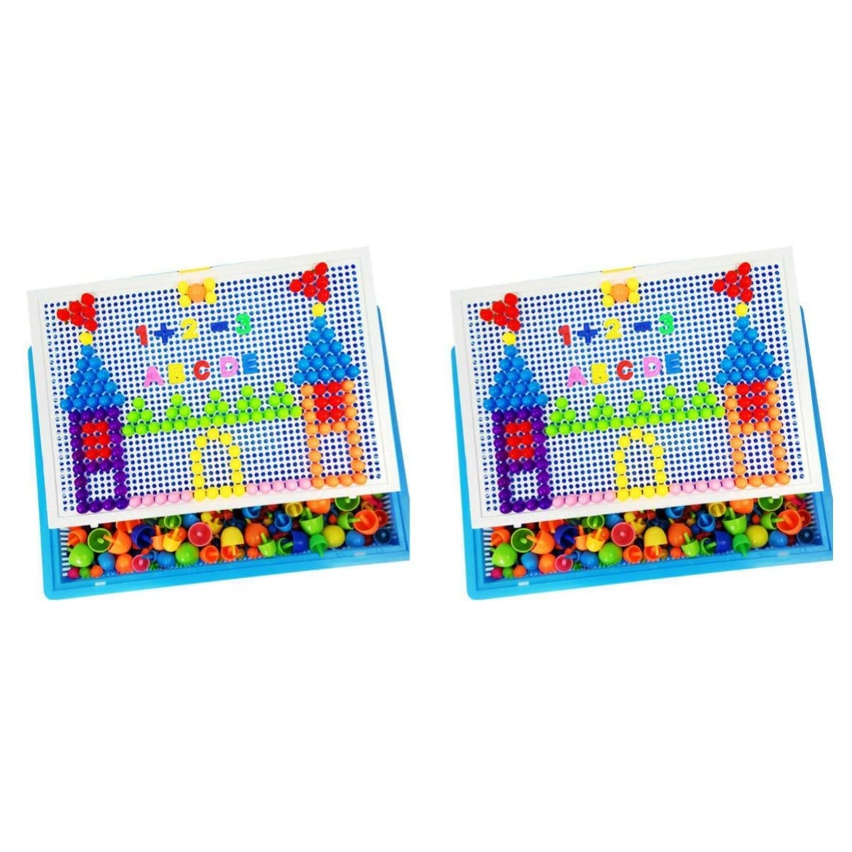 DIY Mushroom Nails Mosaic Pegboard Puzzle - 2 Pack Early Educational Toy for Kids | Creative Peg Jigsaw for Fine Motor Skills & Pattern Recognition | Perfect for Classroom, Homeschool & Montessori Activities
