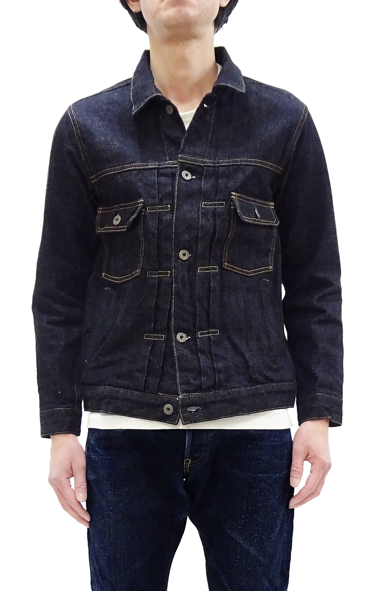 ONI 02516P Men's Denim Jacket - 15 Oz. Low Tension Selvedge, Type II Jean Jacket in Deep Indigo (One Wash) | Modern Fit for Casual Wear | Perfect for Street Style, Outdoor Adventures & Everyday Fashion