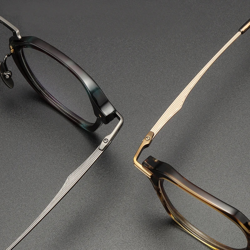 Stylish Unisex Black Titanium Square Eyeglasses D413 - Lightweight Full Rim Frame for Work, Reading & Fashion