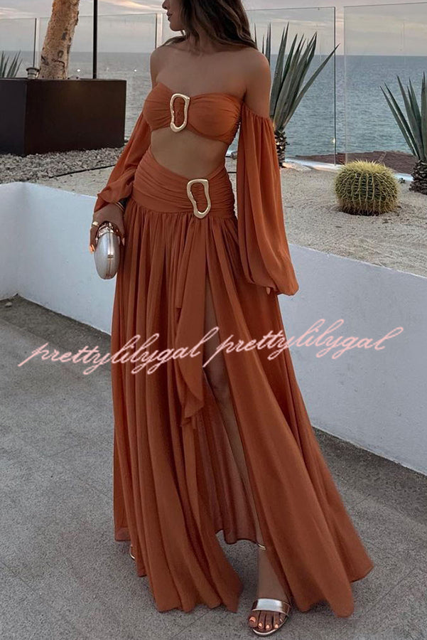 Vacation Chic Chiffon High Rise Flowy Asymmetrical Drape Maxi Skirt - Women's Elegant Beach Cover Up Skirt for Summer Travel, Boho Outfits & Resort Wear
