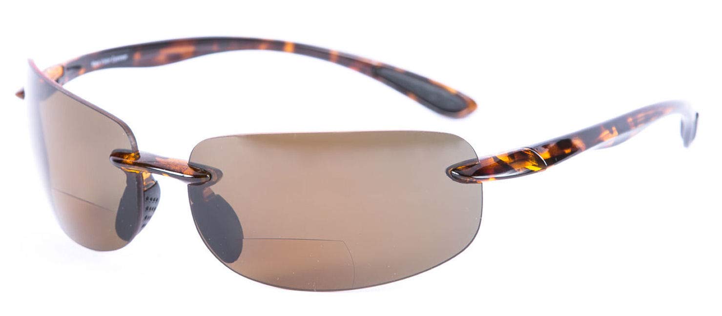 Lightweight Polarized Bifocal Reading Sunglasses for Men & Women - 2-Pack Sport Wrap Sunglasses for Outdoor Activities, Driving & Reading