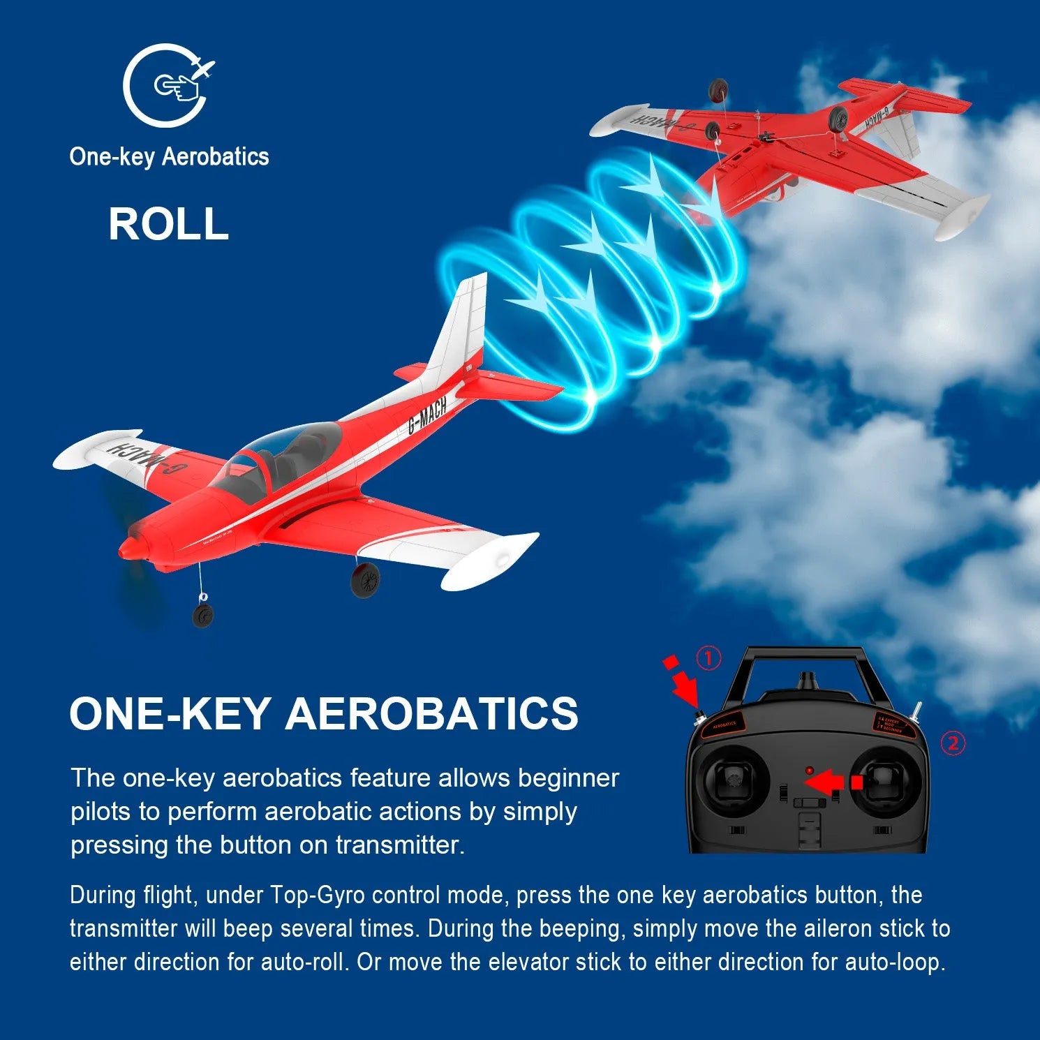 TOP RC HOBBY SF260 Mini Airplane - 450MM Wingspan, 6-Axis Gyro, One-Key Takeoff - Perfect for Beginners & Outdoor RC Flying Enthusiasts