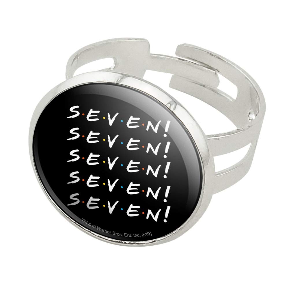Friends SEVEN Silver Plated Adjustable Novelty Ring - Trendy Fashion Jewelry for Women & Girls, Perfect for Parties, Gifts & Everyday Wear