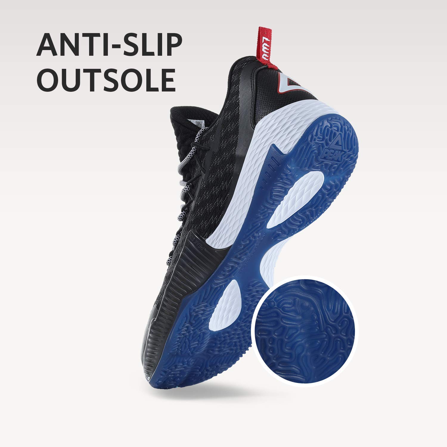 PEAK Men's Basketball Sneakers - Lou Williams Lightning Sport Shoes for Running, Walking & Training - Lightweight & Breathable for Court & Street Wear