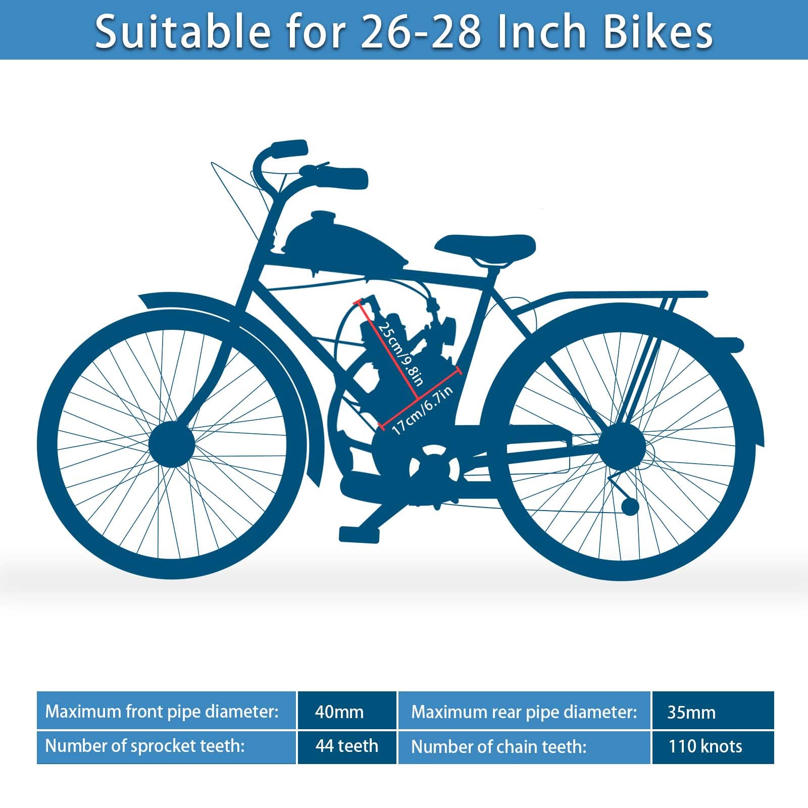 IMAYCC 80cc 2-Stroke Motorized Bike Conversion Kit - Gas Bicycle Engine Kit with Digital Speedometer for 26-28 Inch Bikes | Perfect for Commuting, Off-Road Adventures & DIY Bike Projects