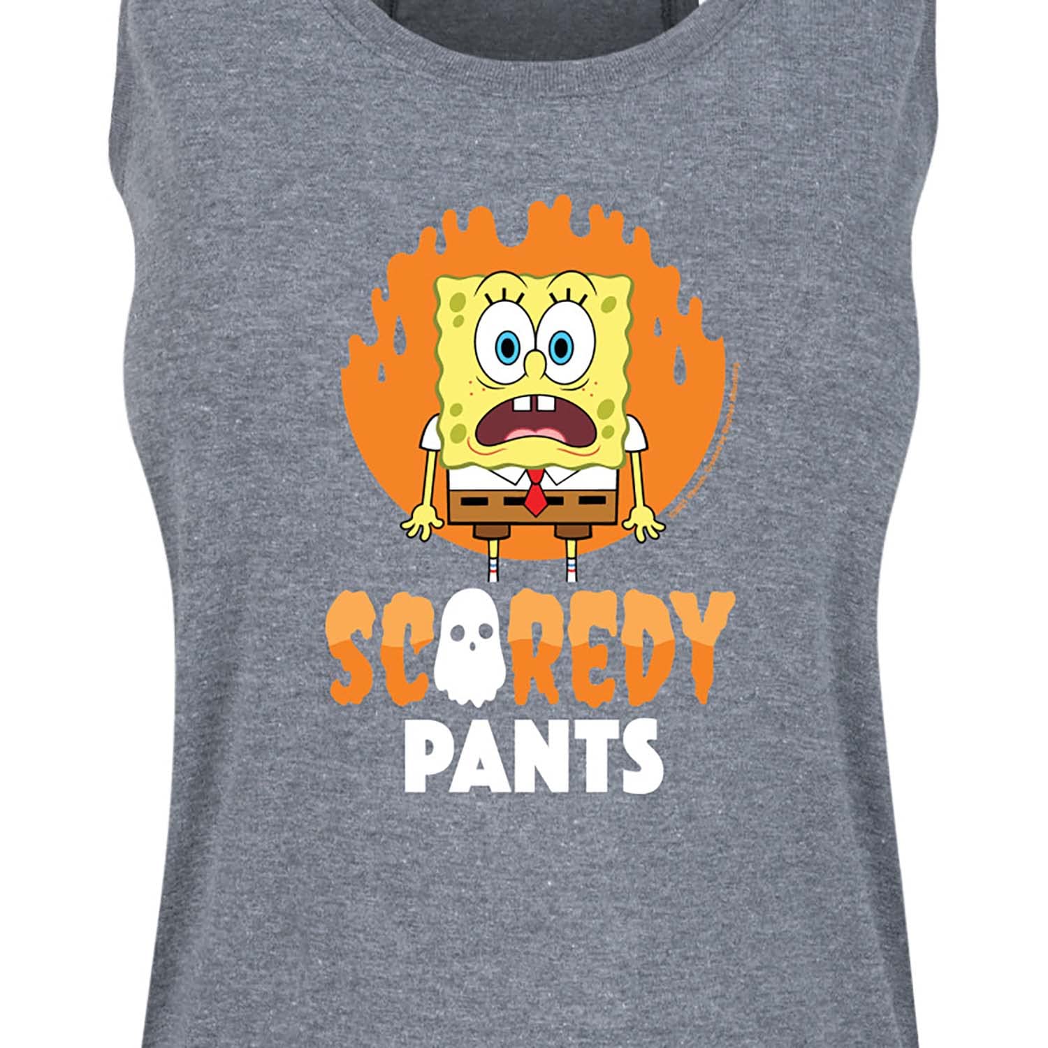 Spongebob Scaredy Pants Women's Racerback Tank Top - HYBRID APPAREL Cartoon Graphic Tee - Perfect for Cosplay, Halloween & Casual Wear