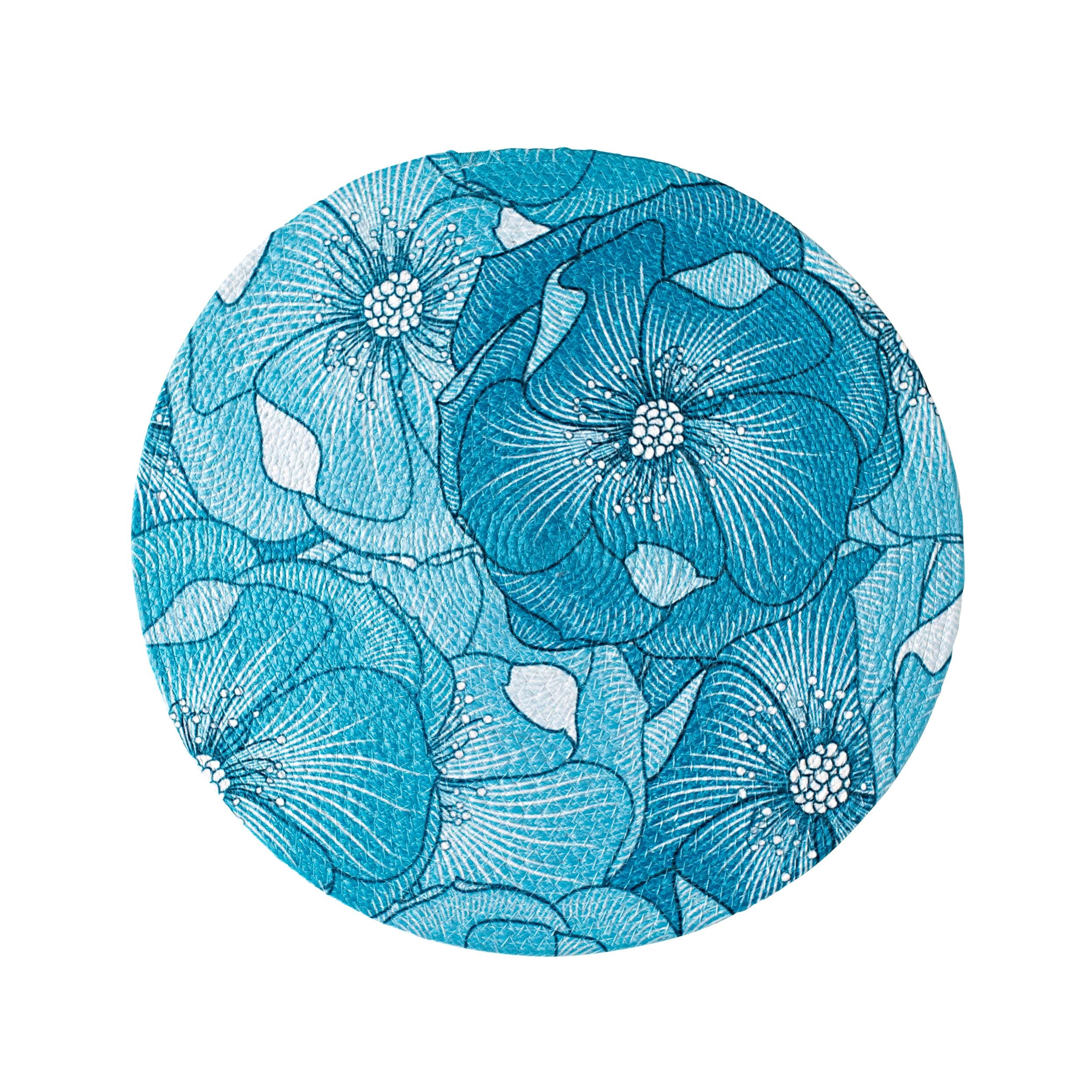 Aruba Blue Flower Placemat 38cm - Waterproof & Heat-Resistant Dining Table Decor for Home, Kitchen, Party, and Outdoor Use