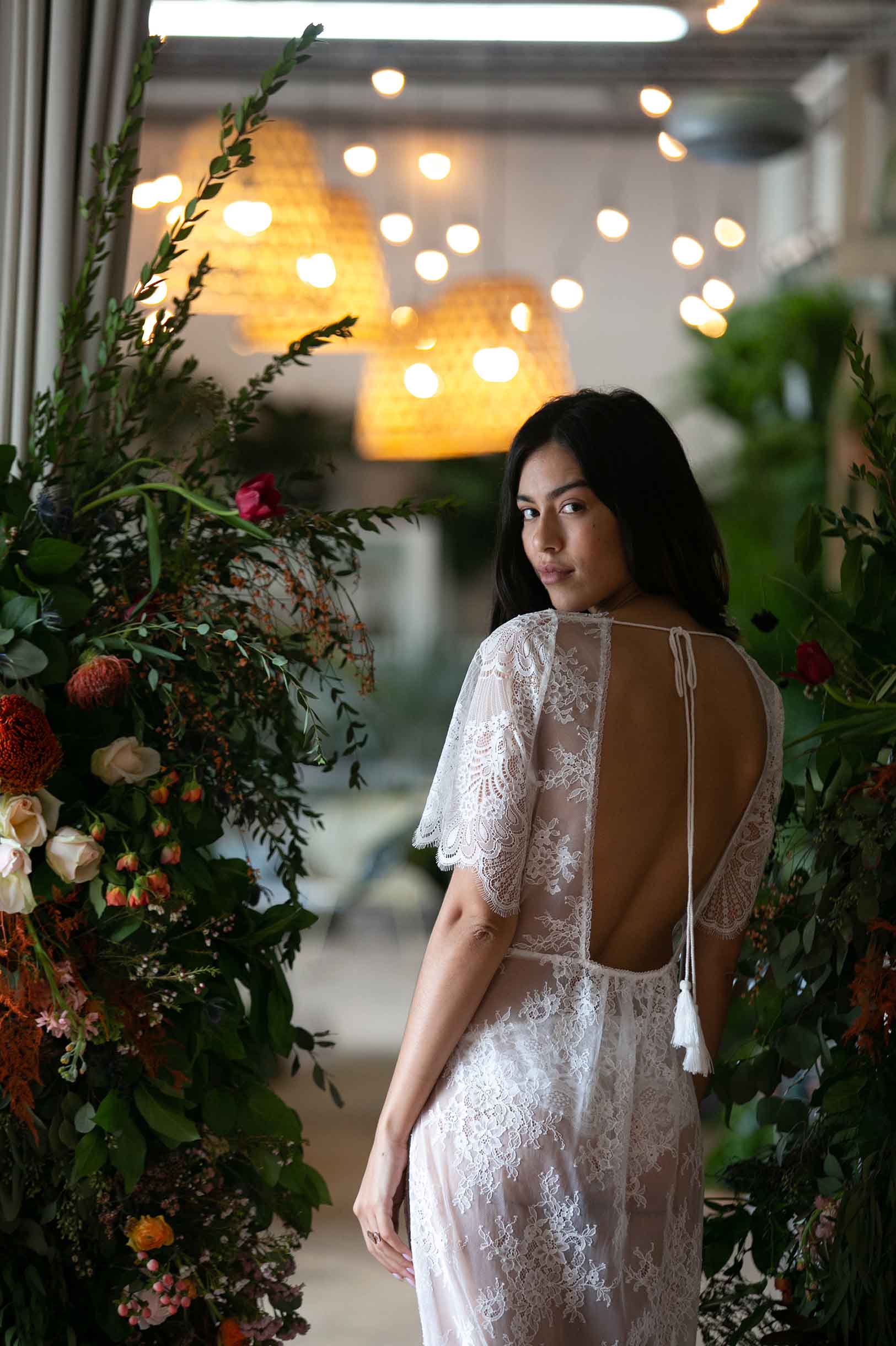 Ivory Harlow Lace Robe - Elegant Women's Lace Kimono Bathrobe for Spa, Bridal Shower & Boudoir Photography