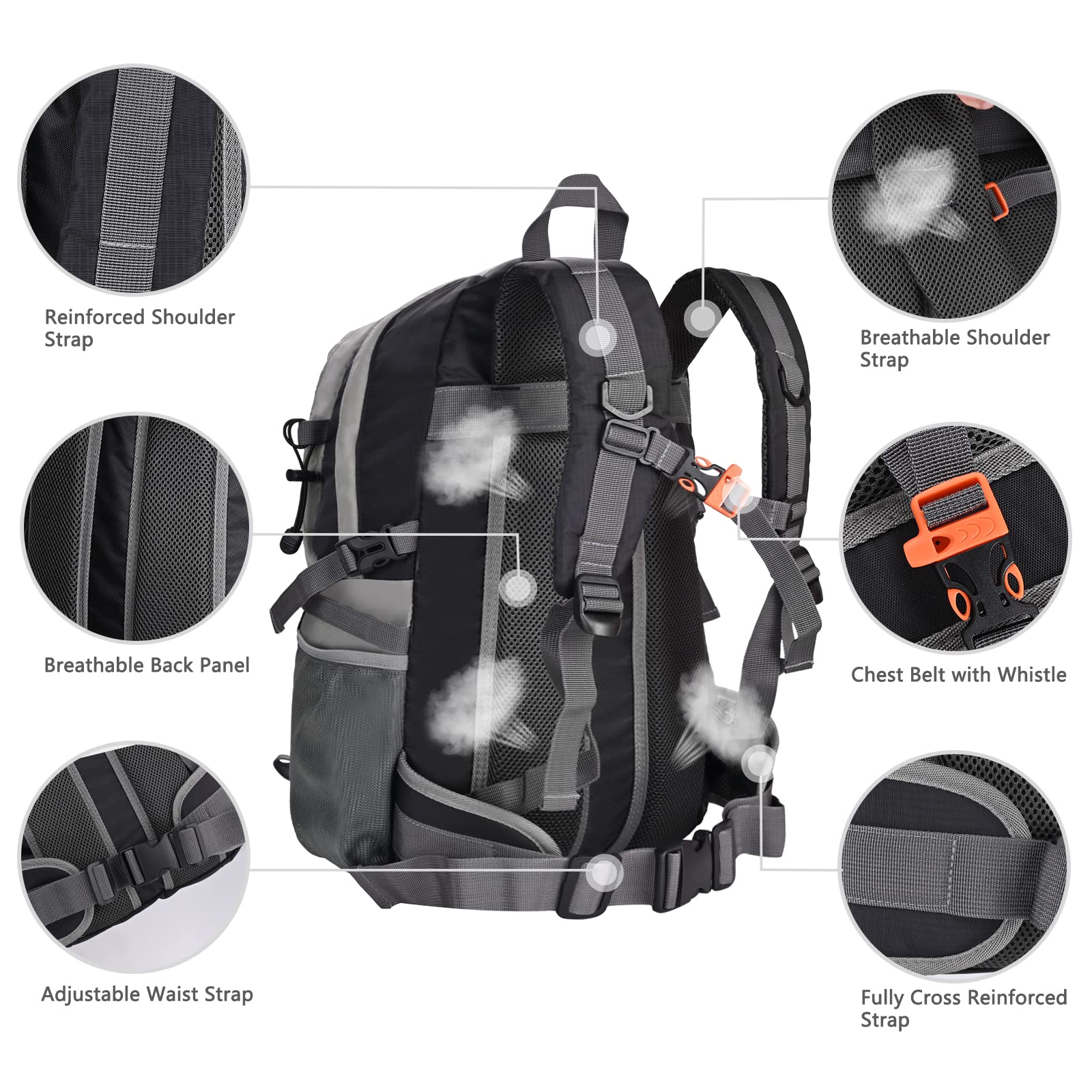 Waterproof Hiking Backpack - Lightweight Camping Backpack for Outdoor Adventures, Travel & Trekking - Durable Rucksack for Men & Women - Perfect for Hiking, Camping, Travel & Daily Commute