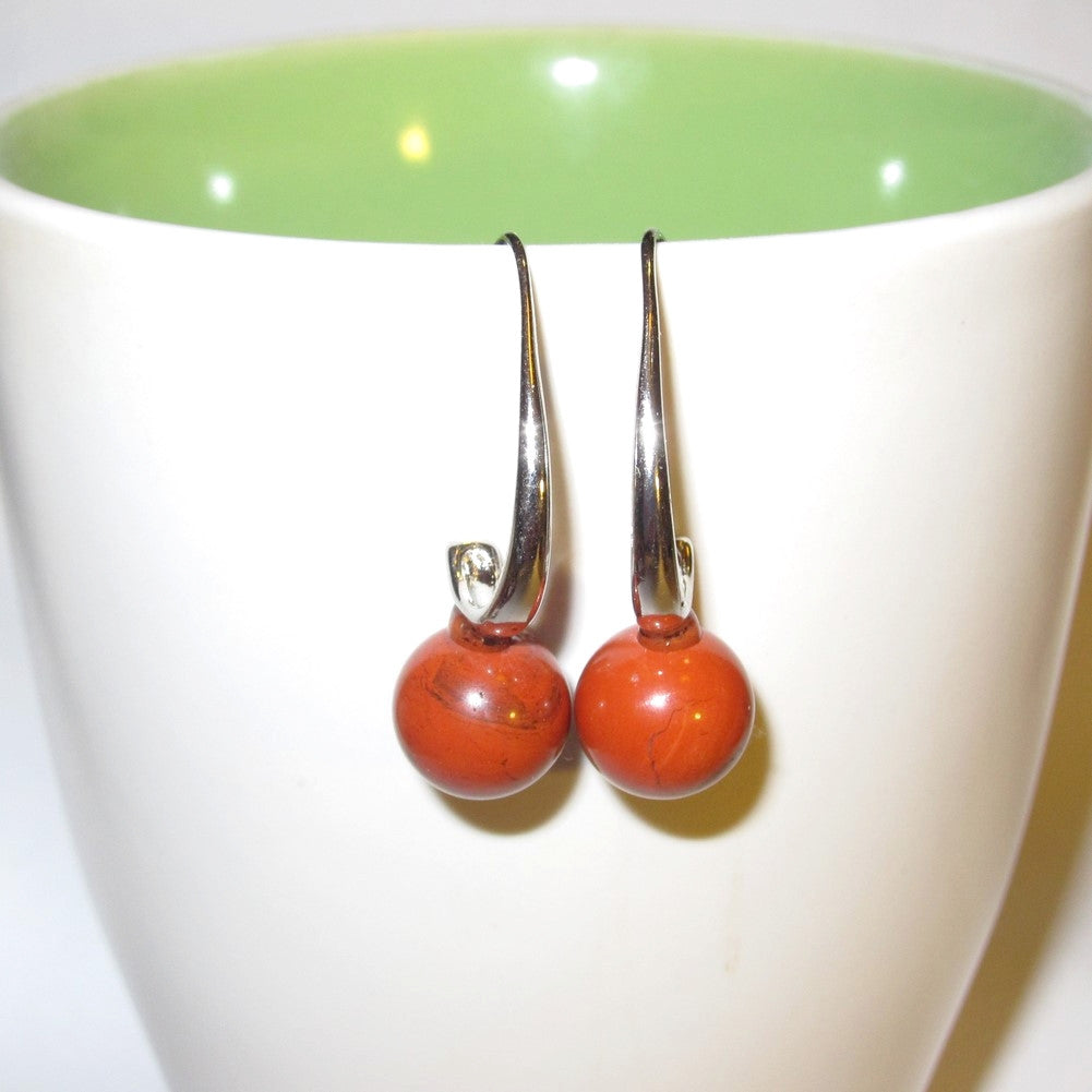 Elegant Silver Jasper Earrings with Bright Red Gemstones for Women - Perfect for Parties, Weddings & Special Occasions