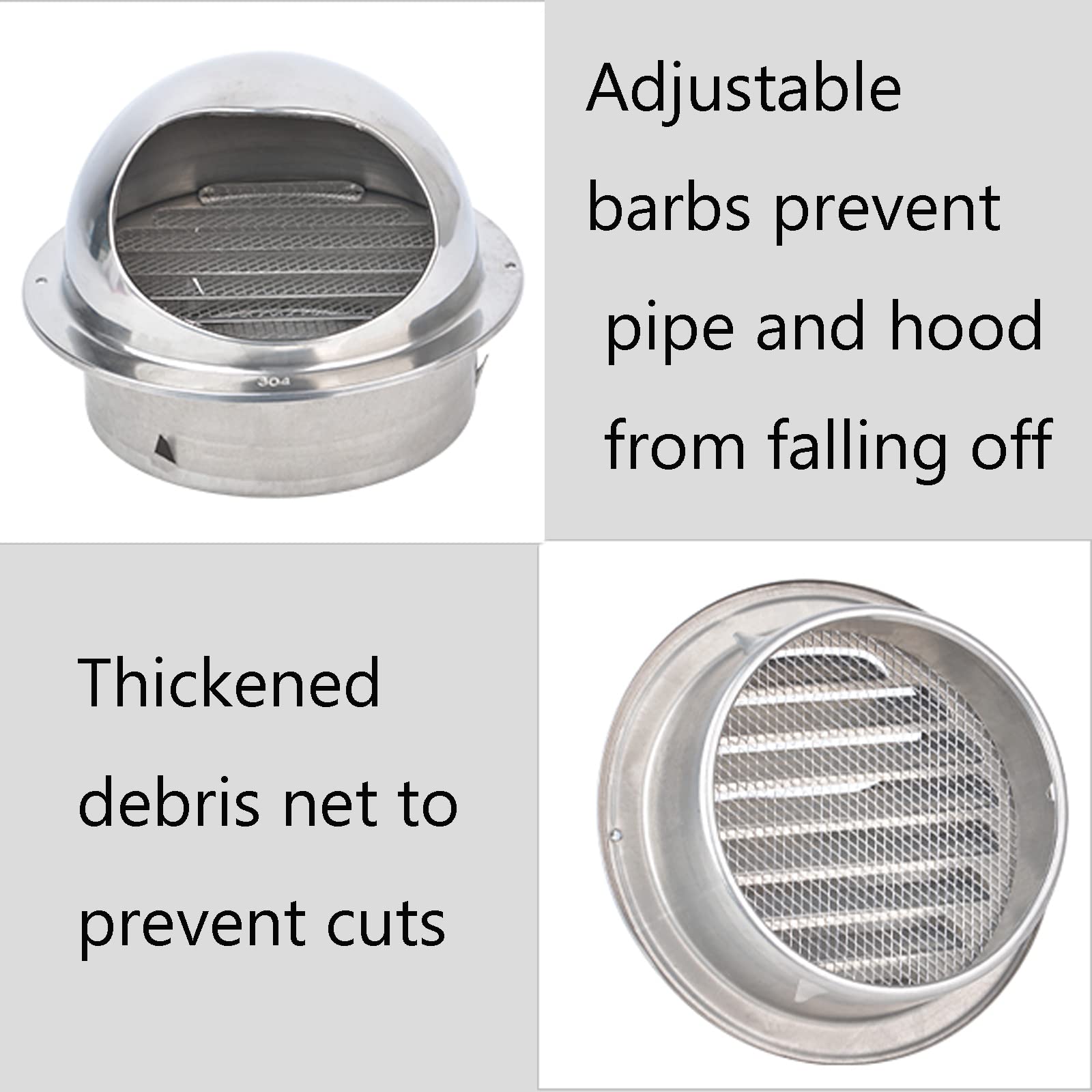 Premium 304 Stainless Steel Round Air Vent with Fine Mesh Grill - 80mm/3.15in Wall Mounted Ventilation Cover for Kitchen, Bathroom & HVAC Systems - Durable & Rustproof Circular Air Extractor