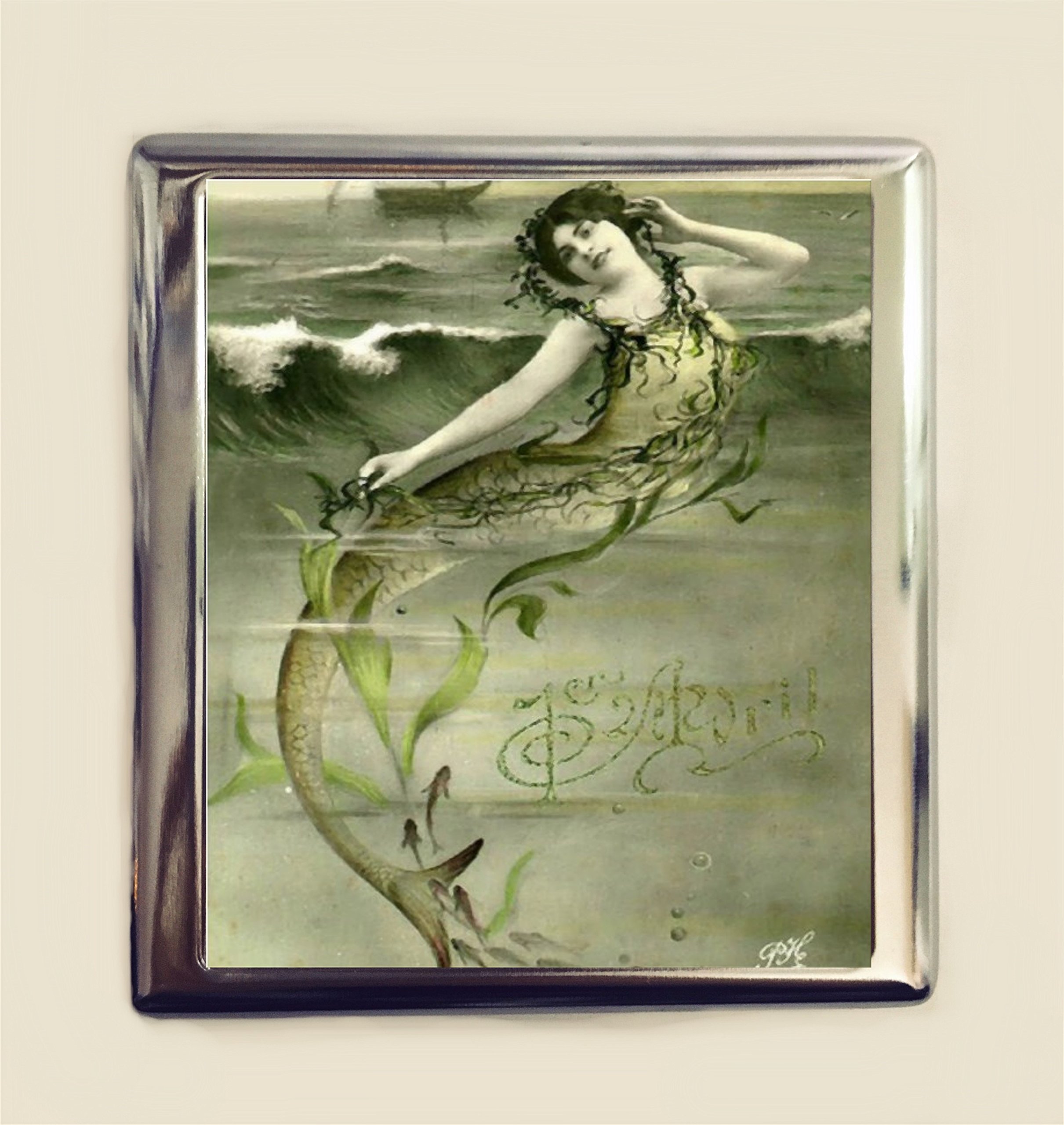 Mermaid Art Nouveau Wallet Card Holder for Business & ID - Nautical Style