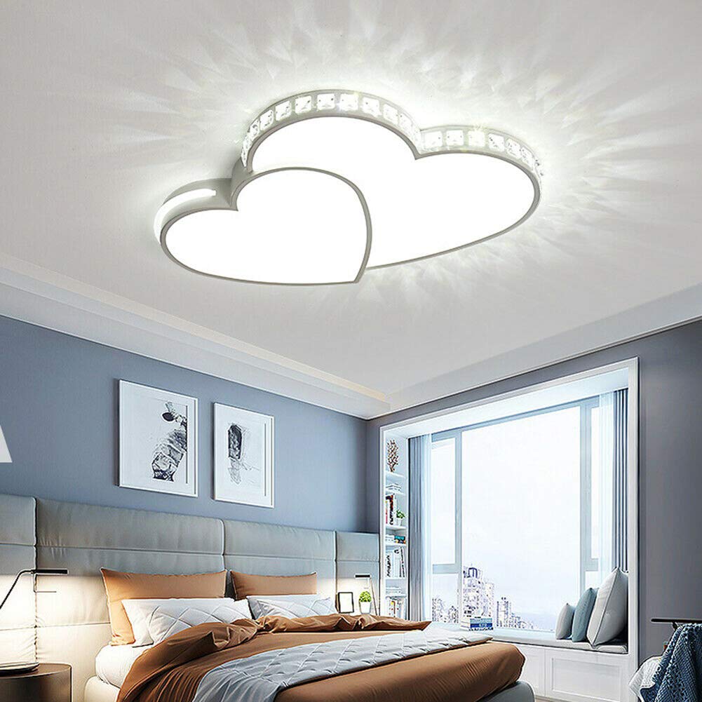 Modern LED Crystal Chandelier - Energy Saving Ceiling Light with High Light Transmittance, Heart-Shaped Metal Fixture for Living Room, Bedroom, Dining Room & Kitchen | Perfect for Romantic Dinners, Home Decor & Ambient Lighting