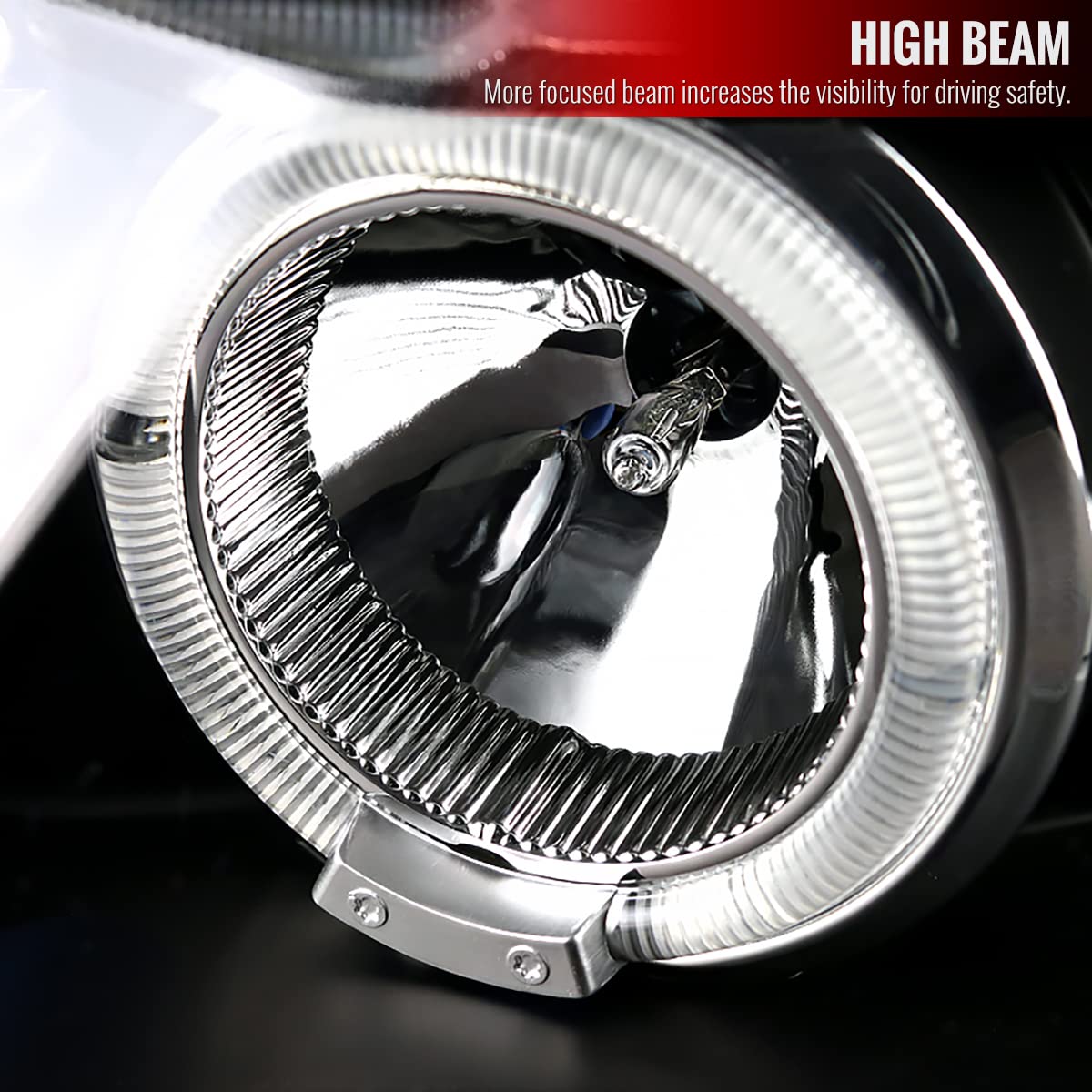 2006-2011 2-Door Car Black LED Halo Projector Headlights - High Performance Replacement Headlamps Pair for Enhanced Night Visibility | Perfect for Street Racing, Off-Roading & Night Driving