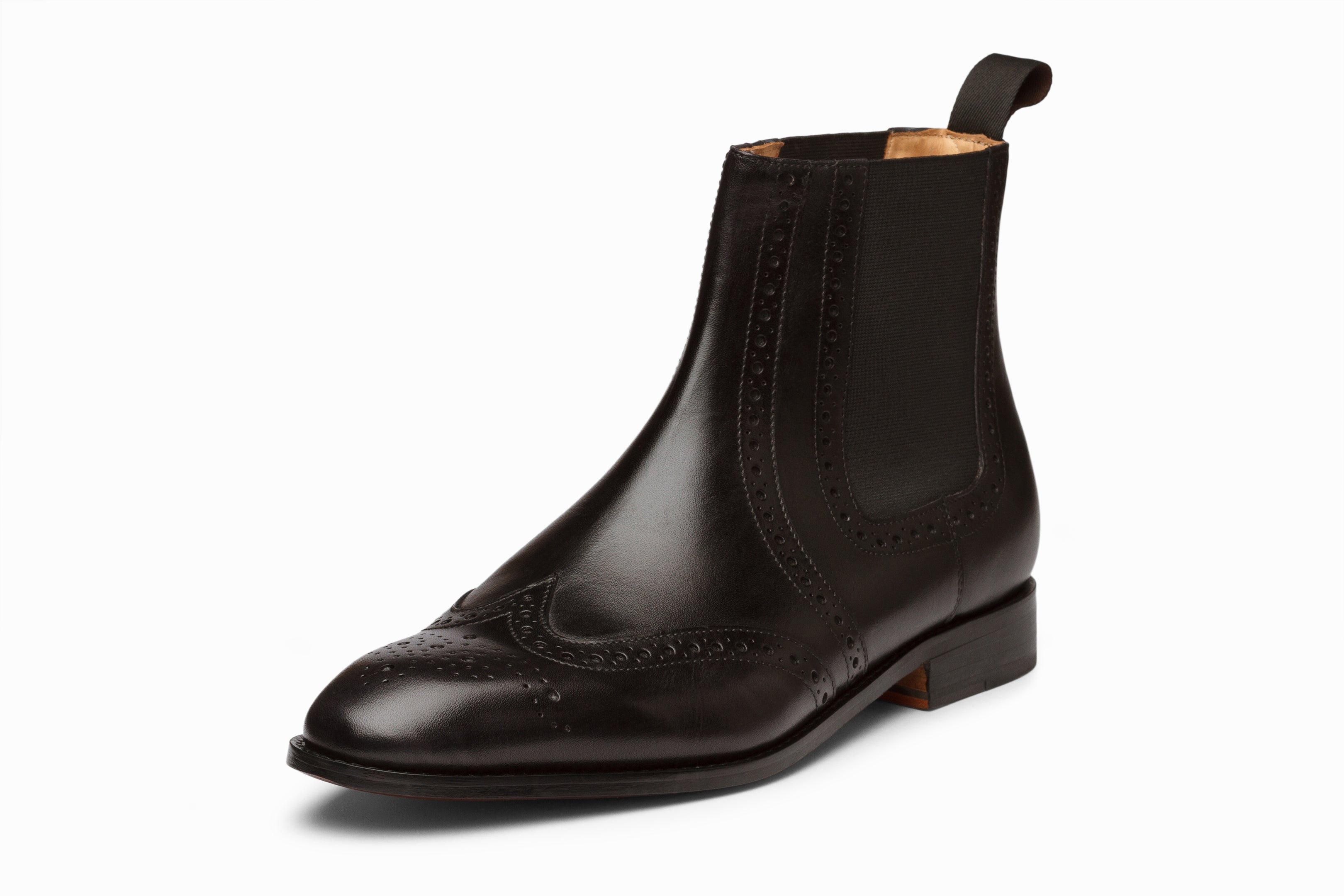 Premium Wingtip Chelsea Brogue Boots for Men - Stylish Black Leather Ankle Boots - Perfect for Office, Casual Wear & Formal Occasions