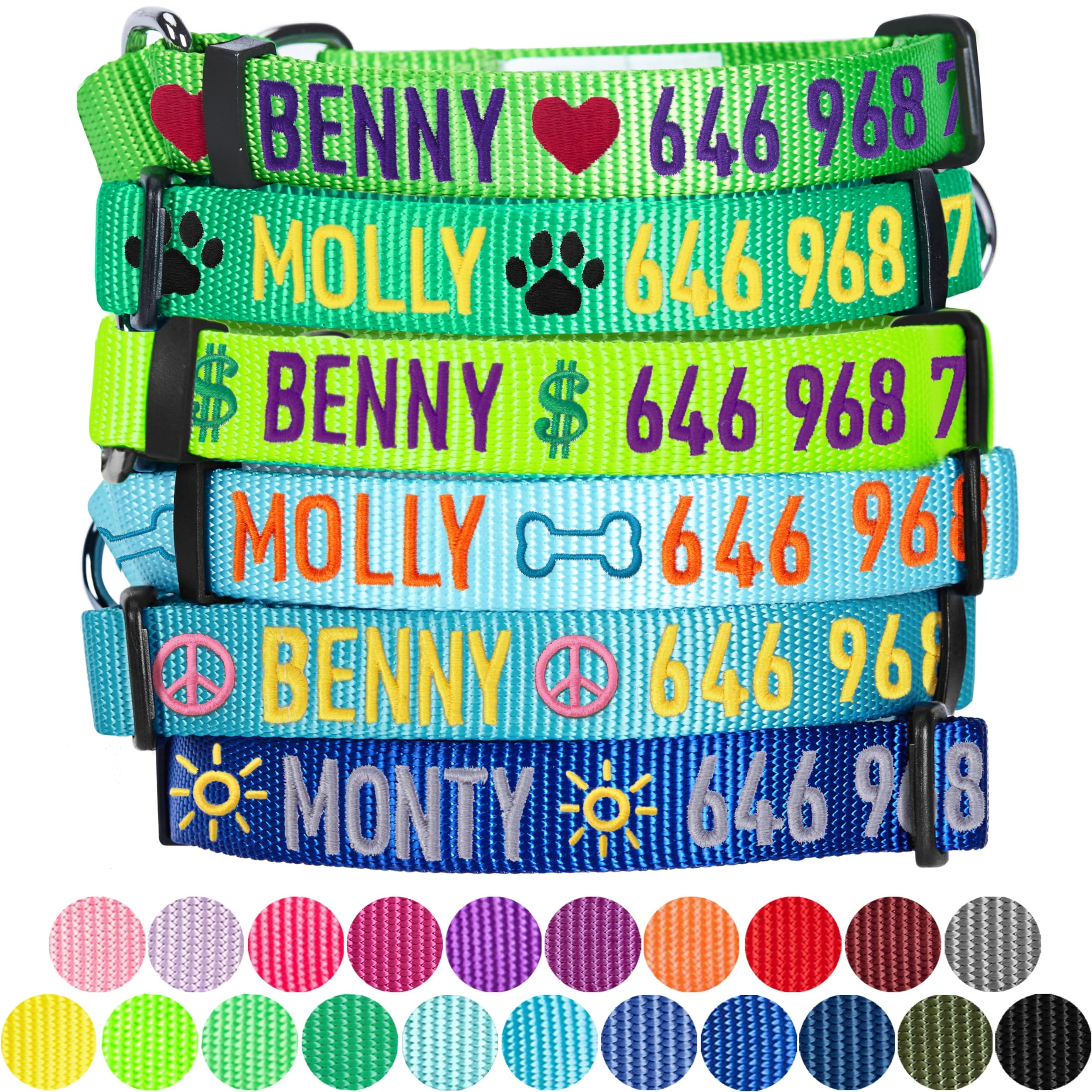 **Personalized Martingale Dog Collar - Adjustable Safety Training Collar with Embroidered Pet Name & Phone Number - Turquoise Blueberry Pet Essentials for Medium Dogs - Perfect for Walks, Training & Outdoor Adventures**