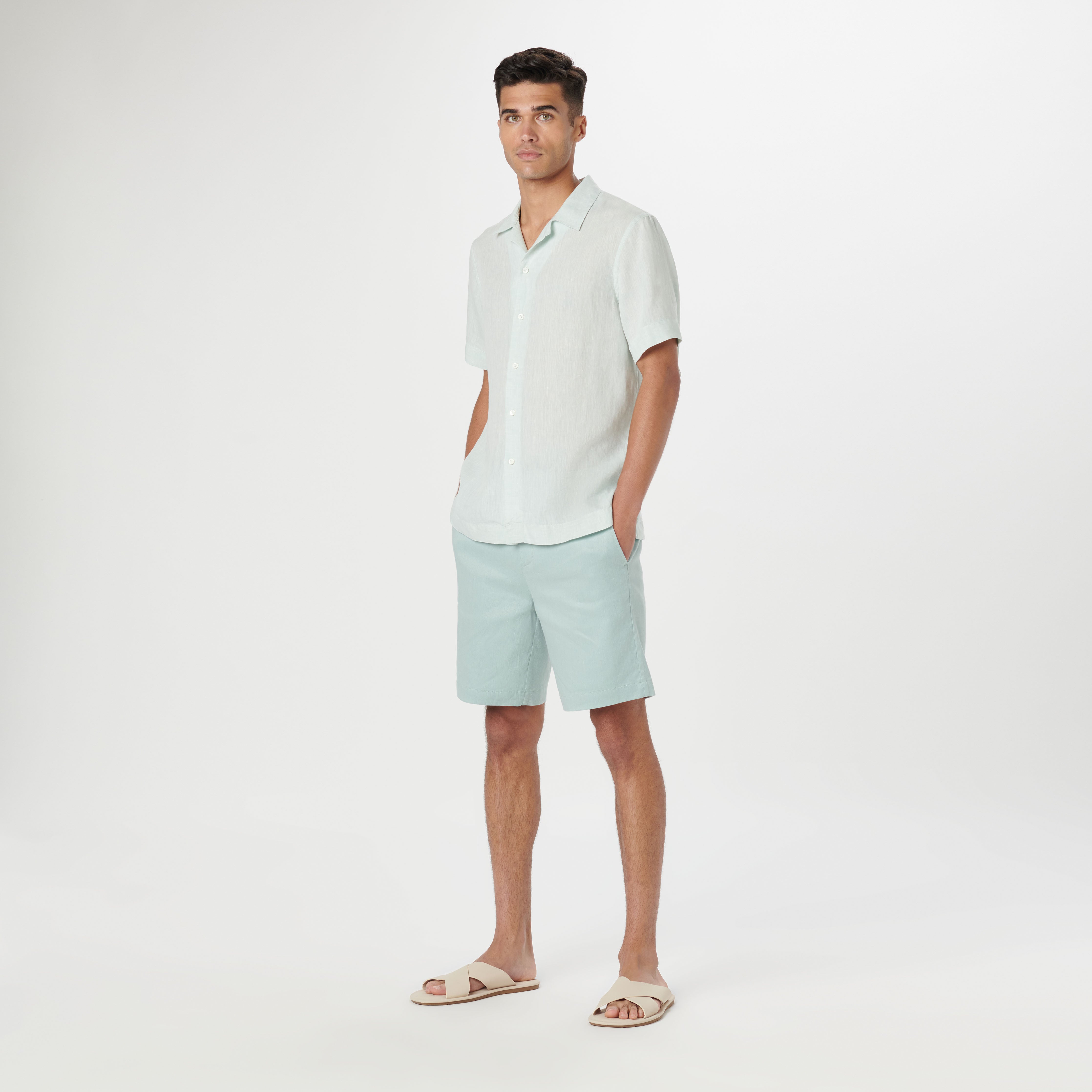 Jackson Men's Solid Short Sleeve Linen Shirt - Breathable Casual Button Up for Summer, Beach & Outdoor Activities