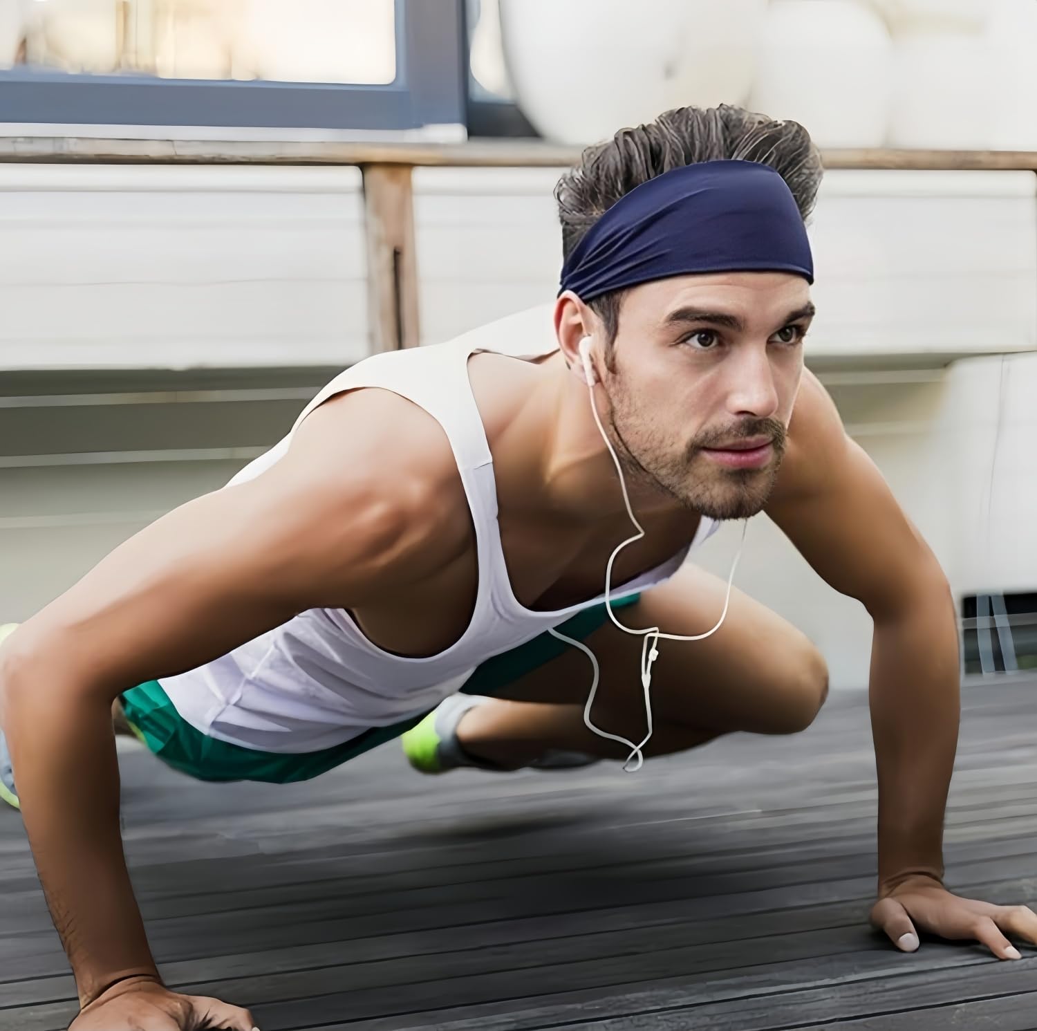 6 Pack Men's Workout Headbands - Stretchy Running & Sports Sweatbands for Gym, Jogging, Yoga & Outdoor Activities
