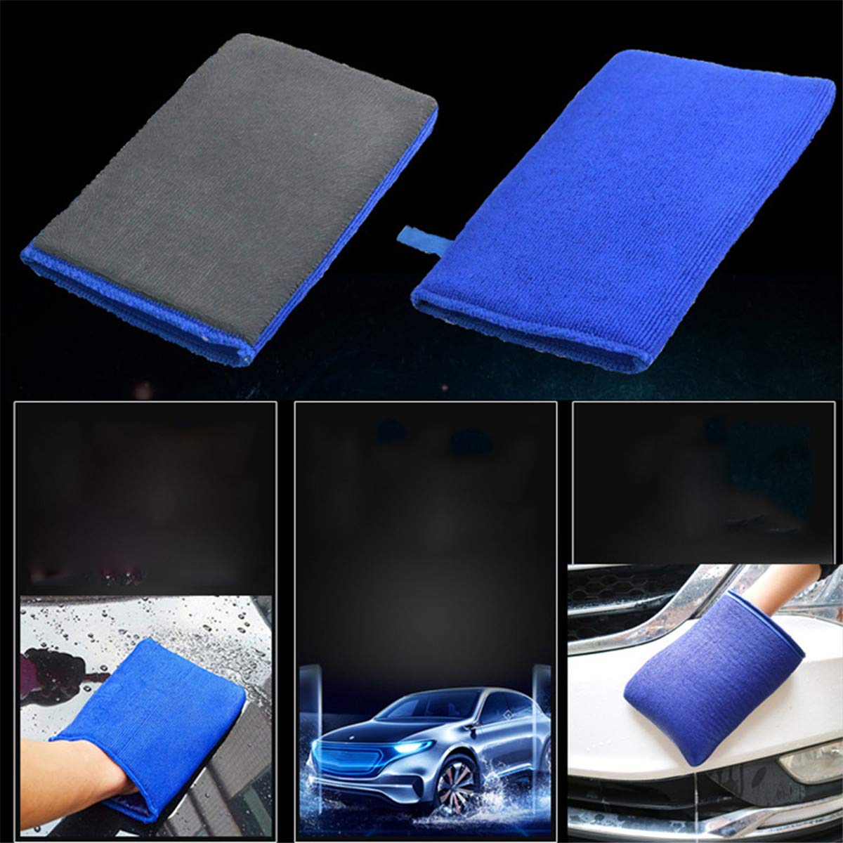 Winwinfly Car Detailing Clay Bar Kit - 1PC Magic Wash Clay Bar & Microfiber Cleaning Mitt for Auto Detailing, Paint Decontamination & Scratch Removal (Blue) - Perfect for Car Wash, Motorcycle & RV Cleaning