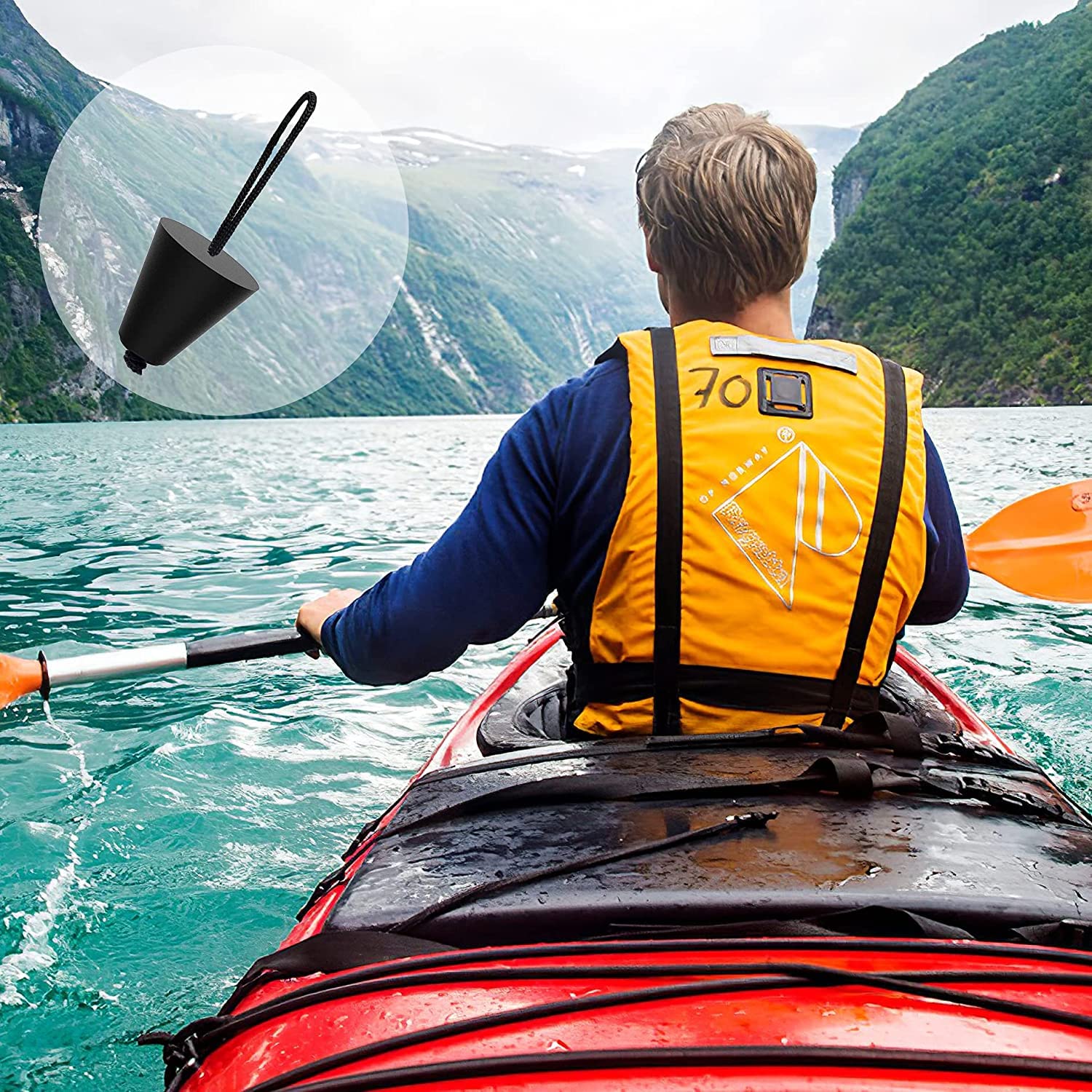 Hikeen Scupper Plugs for Kayaks - Waterproof Drain Plugs with Lanyard for Sit-On-Top Kayaks | Perfect for Fishing, Recreation & Water Sports Accessories