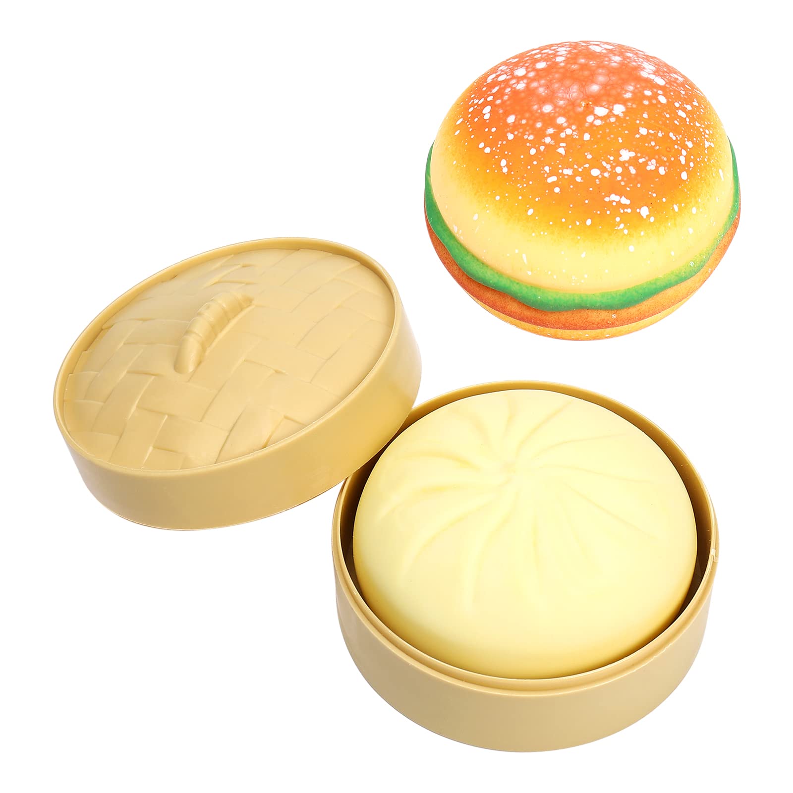 ONEST Squishy Stress Ball Toy - Hamburger & Bun Set for Anxiety Relief & ADHD Focus - Fun Sensory Fidget Toy for Adults & Kids