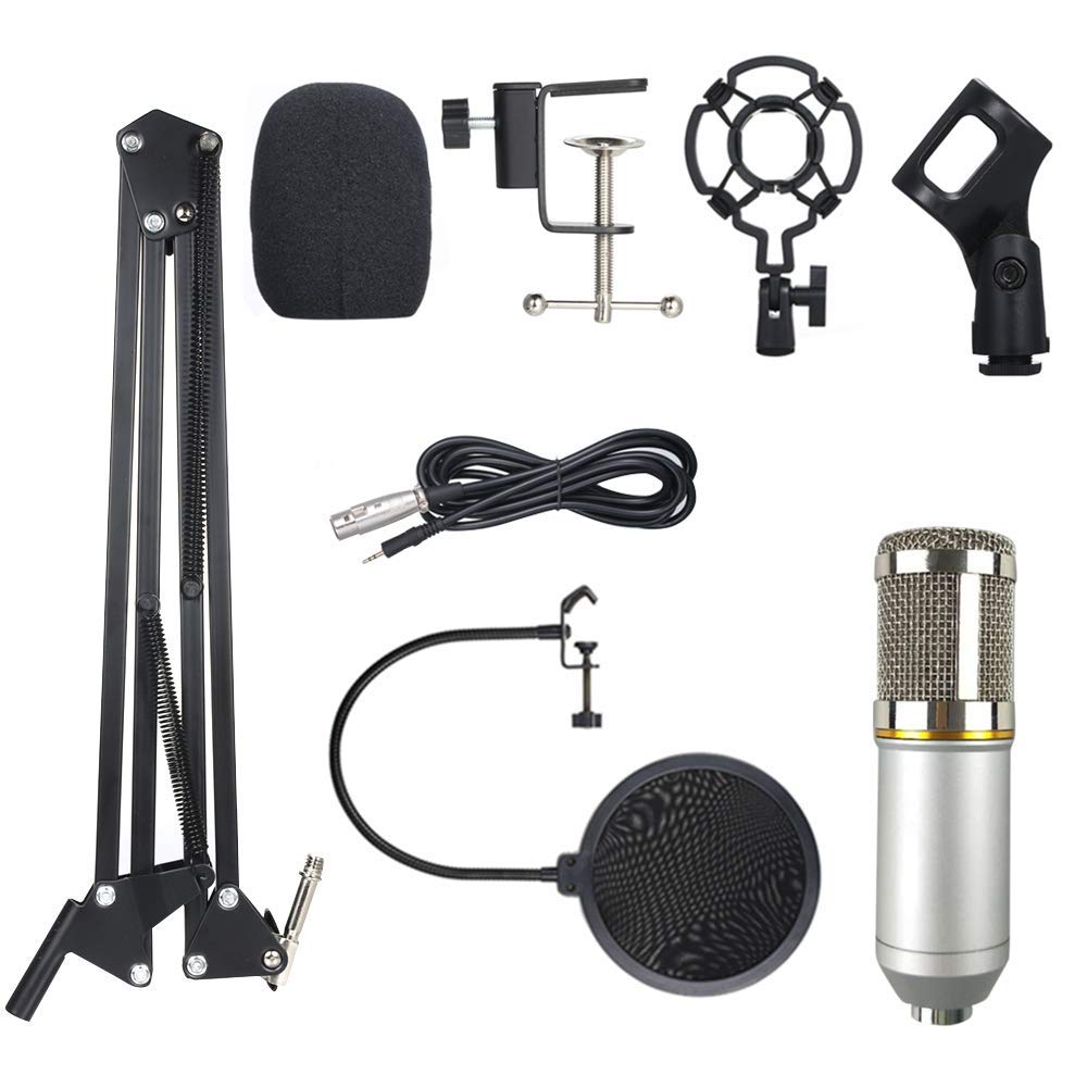BM800 Professional Condenser Microphone Kit with Suspension Boom - Studio Recording, Live Streaming & Podcasting Equipment - Perfect for Home Studios, YouTube Creators and Voice Over Artists