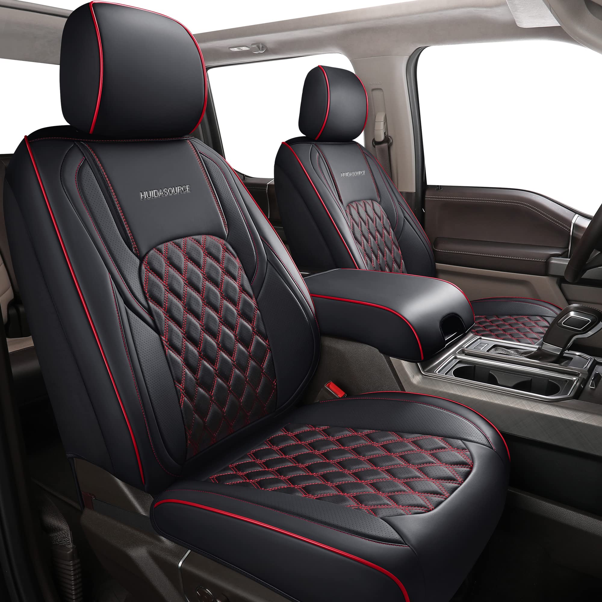 Premium Leather Seat Covers for Jeep Wrangler JL 4-Door 2018-2024 - Custom Fit Full Set with Black & Red Design - Durable Car Seat Protectors for Off-Road & Daily Driving