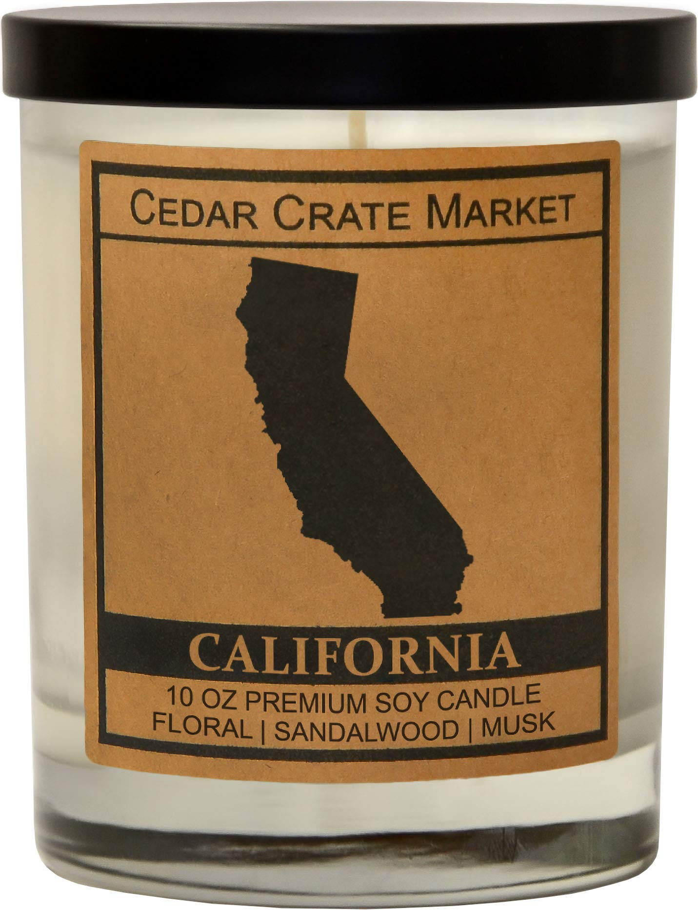 California Scented Soy Candle - Floral, Sandalwood & Musk Aromatherapy Candle in 10oz Glass Jar | Handmade in USA | Home Decor, Relaxation Gift for Friends | Perfect for Bedroom, Bath & Meditation Spaces