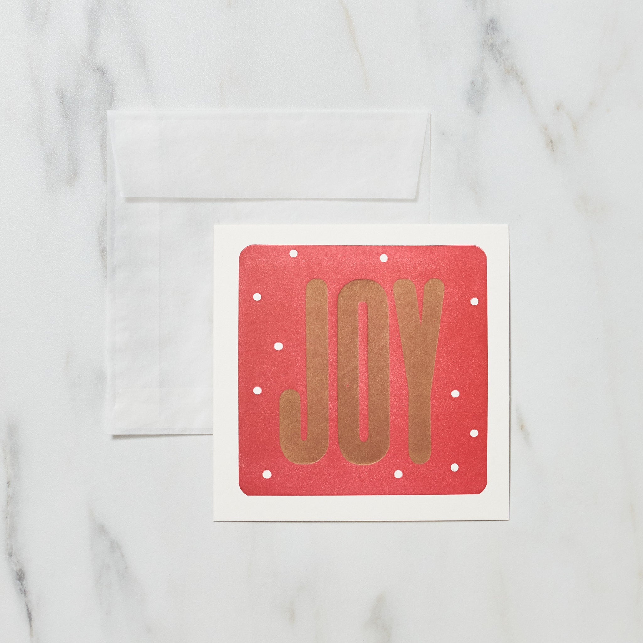 Elegant Letterpress Joy Square Christmas Cards - Handcrafted Holiday Greeting Cards for Festive Season - Perfect for Holiday Wishes, Gift Tags & Home Decor