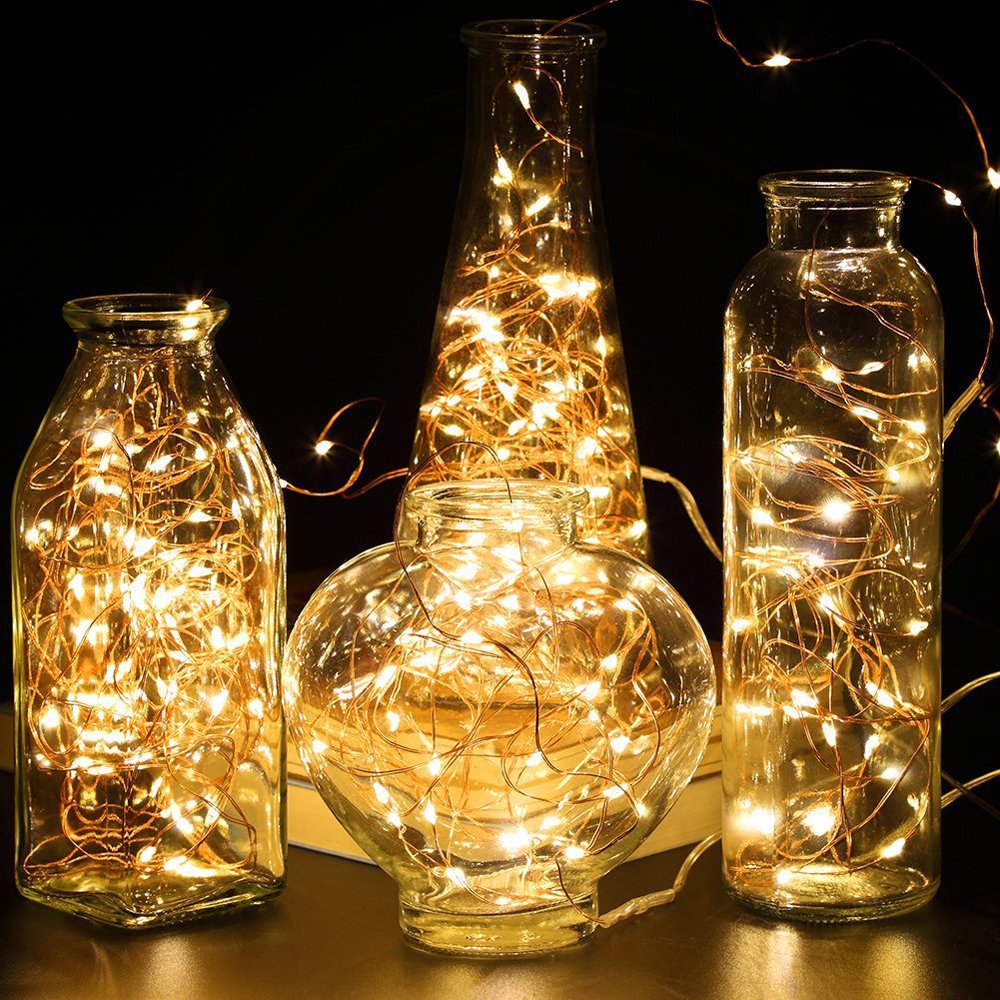 Dimmable LED String Lights 100Ft 300 LEDs - Remote Controlled Copper Wire Fairy Lights for Christmas, Wedding, Party Decor - Warm White Starry Lights for Indoor/Outdoor Seasonal Decoration