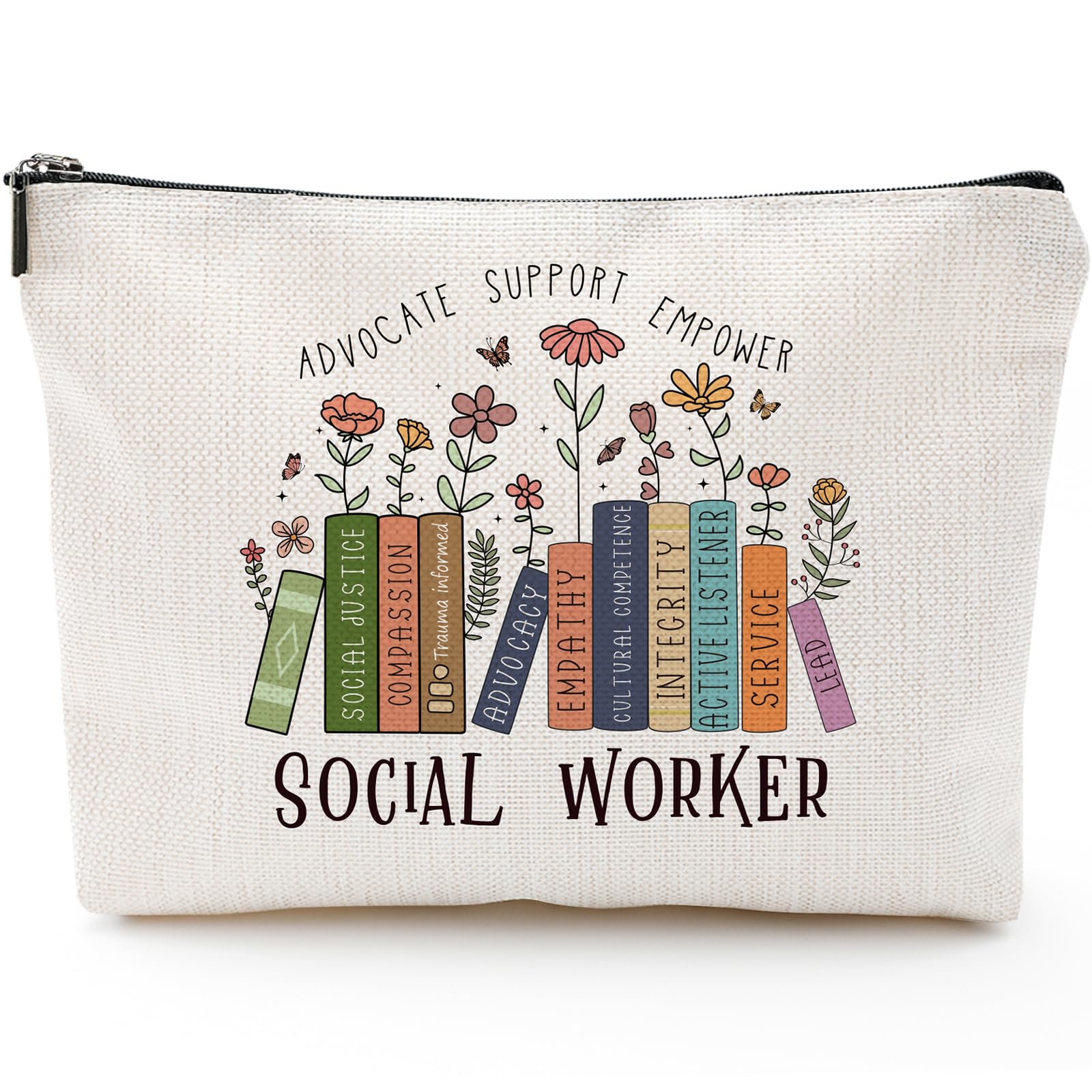 Social Worker Makeup Bags - Gifts for Social Workers, Cosmetic Bags for Women & Girls | Advocate Support Empower Thank You Gift | Perfect for Daily Use, Travel & Professional Settings