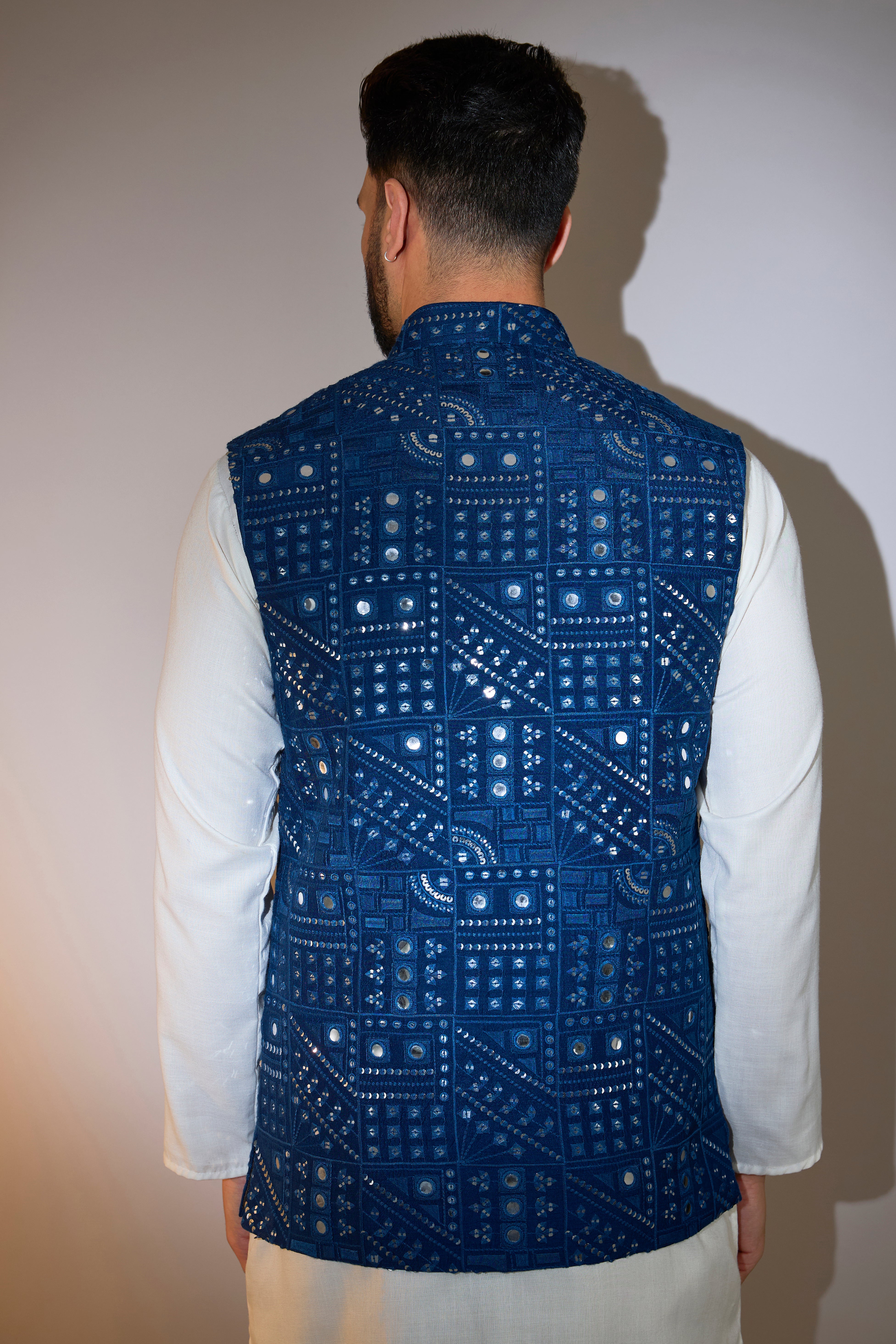 Navy Blue Short Mirror Work Jacket - Stylish Embroidered Denim Jacket for Women | Perfect for Casual Outfits, Parties & Everyday Wear