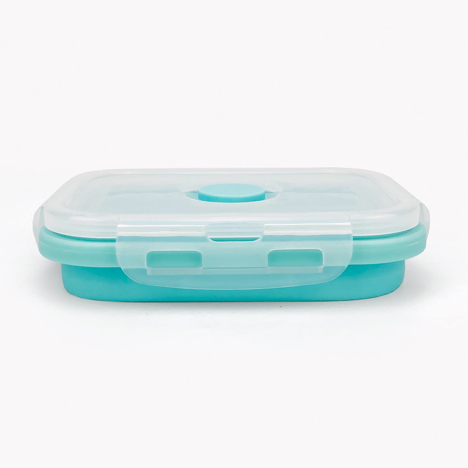 CCyanzi 3-Piece Collapsible Food Storage Containers with Lids - BPA-Free Silicone Lunch Box Set | Microwave, Freezer & Dishwasher Safe | Space Saving for Kitchen, Office, Camping & Travel (Blue)