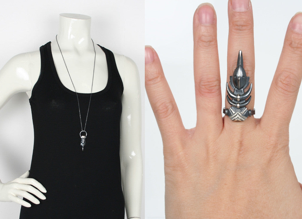 Oxidized Silver Goma Necklace & Ring Set - Elegant Jewelry for Women, Perfect for Parties, Weddings & Everyday Wear