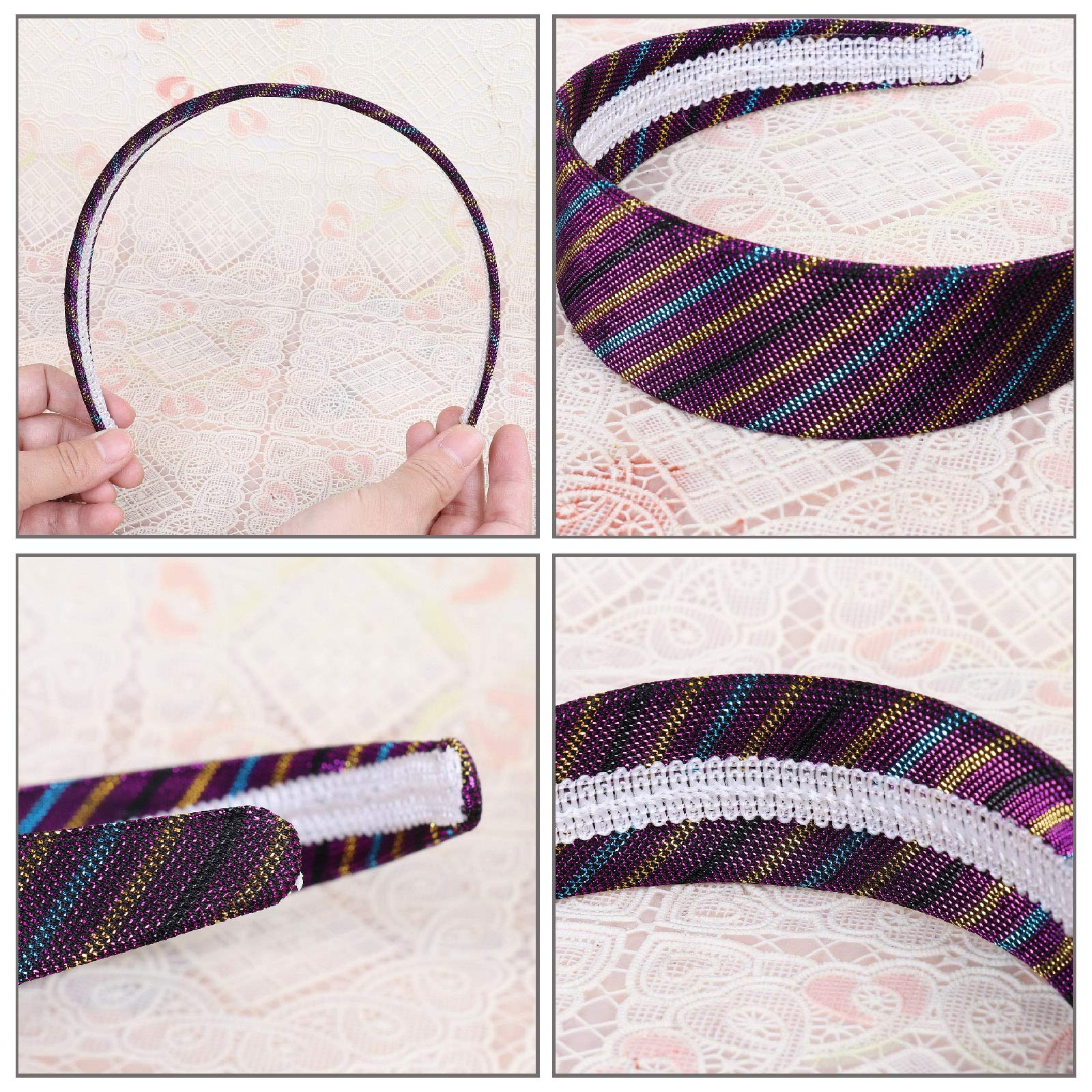YiyiLai 5 Pack Gold Thread Stripes Headbands for Women - Fashion Hair Wraps & Hoops Accessories - Perfect for Yoga, Running, Workouts & Daily Wear