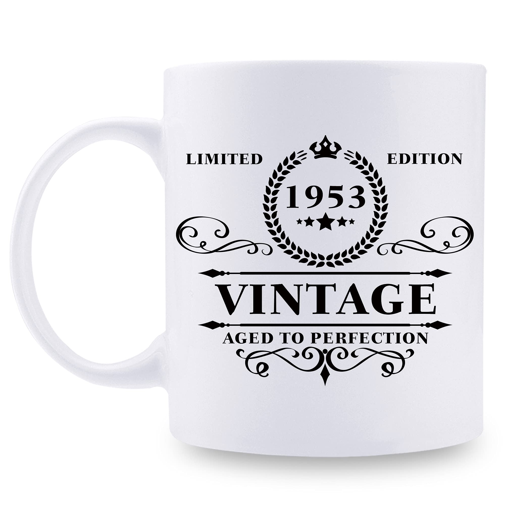 1953 Vintage 11 oz Coffee Mug - Unique Birthday Gift for Women & Men - Perfect for Grandpa, Grandma, Dad, Mom, Friends & Coworkers - Ideal for Coffee Lovers & Nostalgic 1953 Birth Year Celebrations