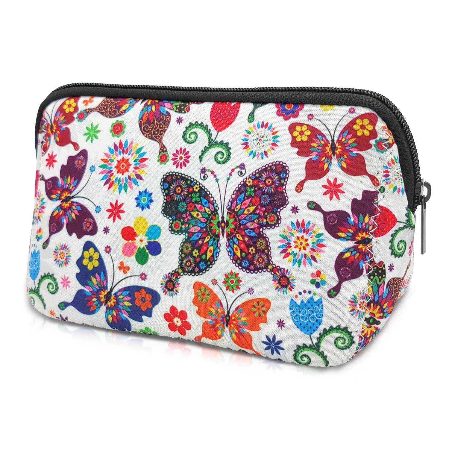 Waterproof Neoprene Cosmetic Bag with Zipper - Travel Toiletry & Makeup Organizer Pouch for Women & Girls - Perfect for Gym, Beach, and Airplane Carry-On