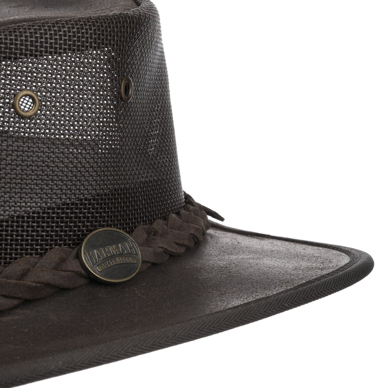 Barmah Foldable Leather Cooler Hat - Adjustable Sun Protection for Outdoor, Camping, and Beach Activities