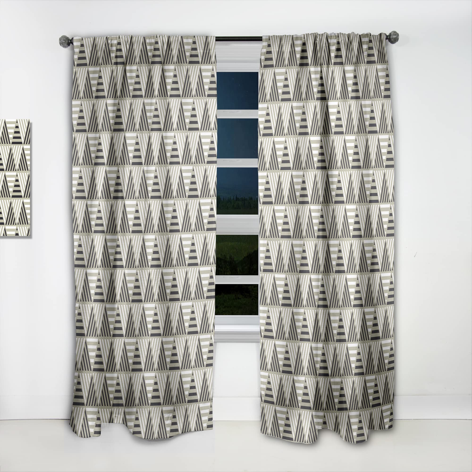 DesignQ Thermal Insulated Triangle Retro Pattern Curtains - Single Panel 52x84 Inches - Blackout Drapes for Bedroom & Living Room - Perfect for Home Decor & Light Blocking