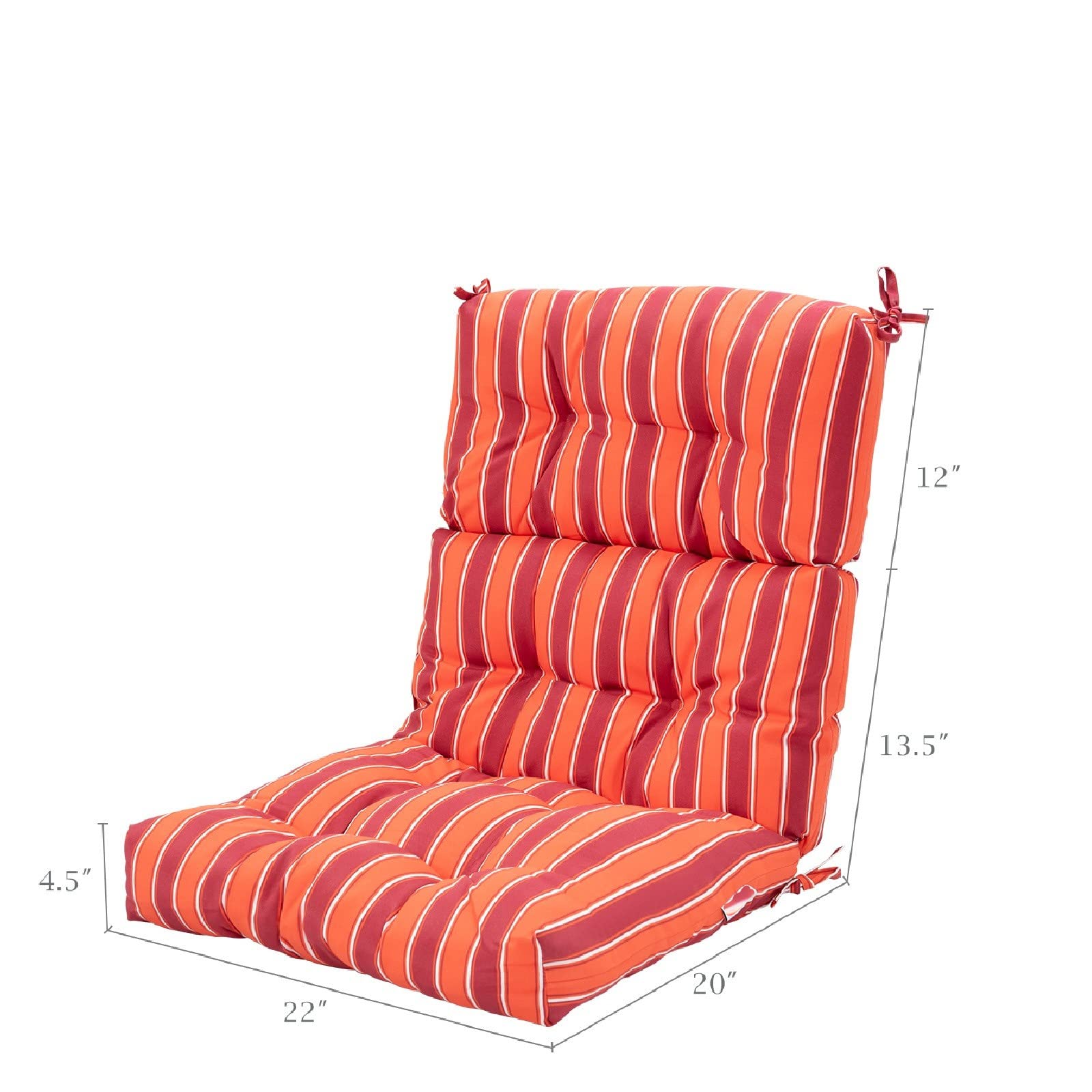 Tangkula High Back Patio Chair Cushion Set of 2 - Tufted Non-Slip Rocking Chair Seat Pads with Ties - Waterproof Outdoor Furniture Cushions for Glider, Wicker, Swing Chairs - Perfect for Garden, Deck, Poolside & Patio Relaxation