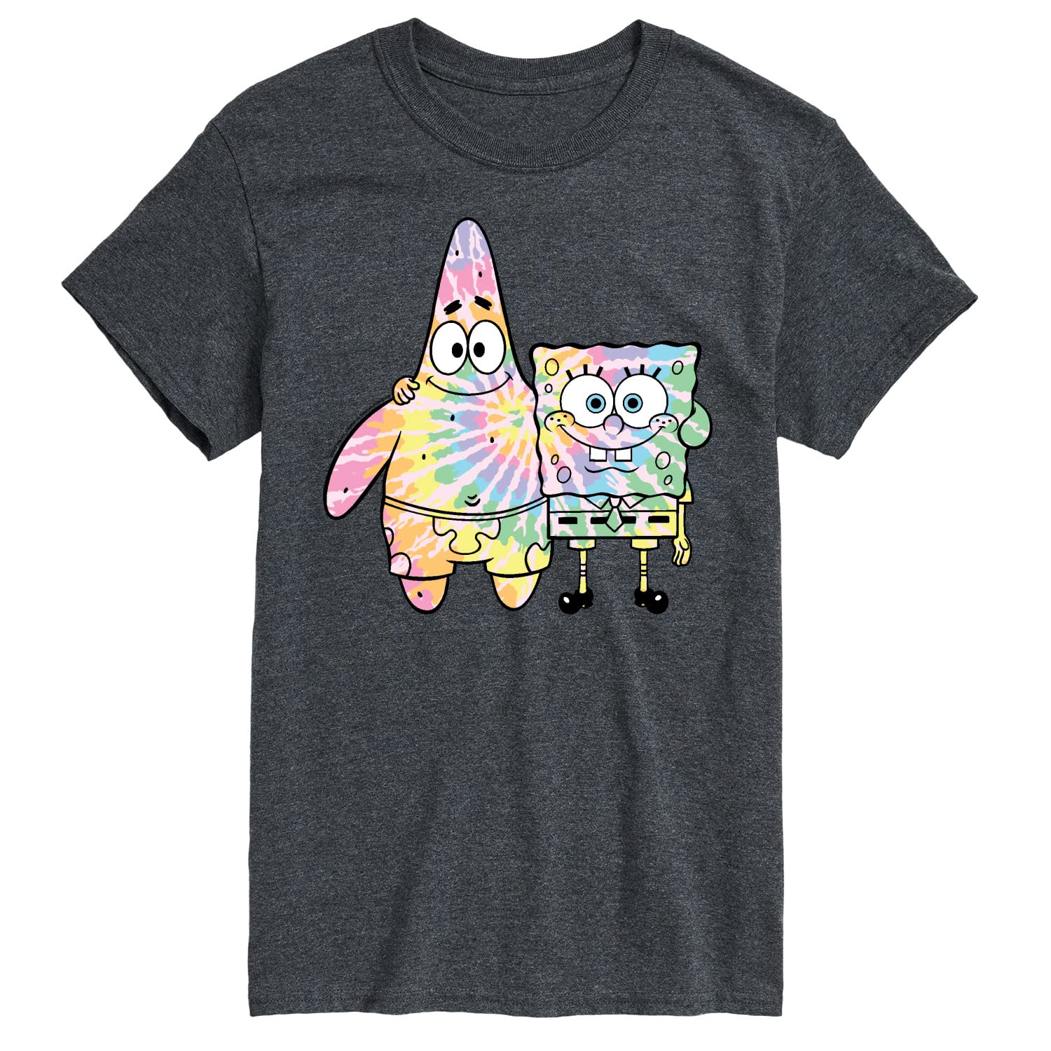 HYBRID APPAREL Spongebob Squarepants Tie Dye T-Shirt - Men's Short Sleeve Graphic Tee with Spongebob & Patrick Design - Perfect for Casual Wear, Beach Outings, and Cartoon Lovers